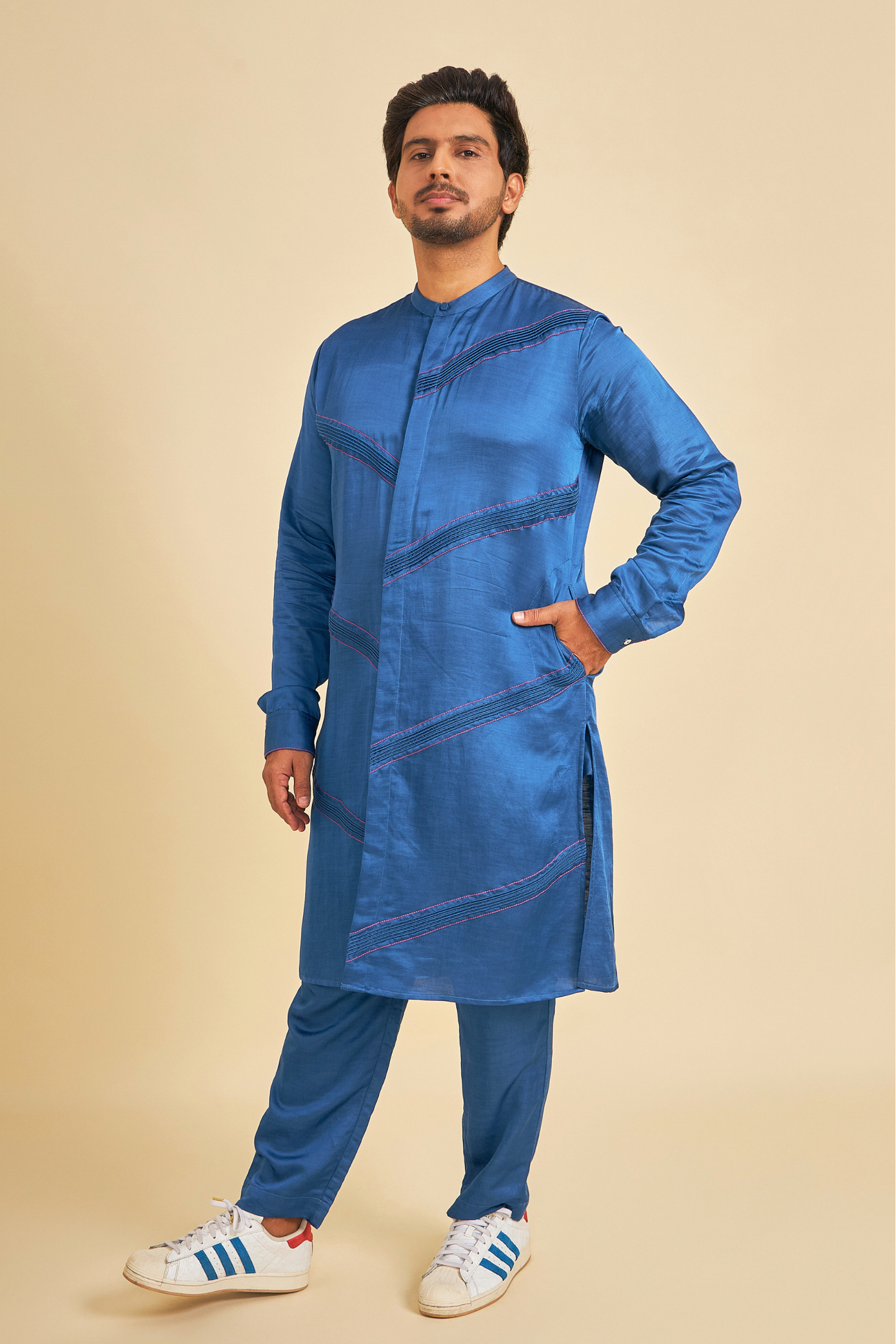 Blue Men's Kurta & Pants (Set of 2 Pcs)