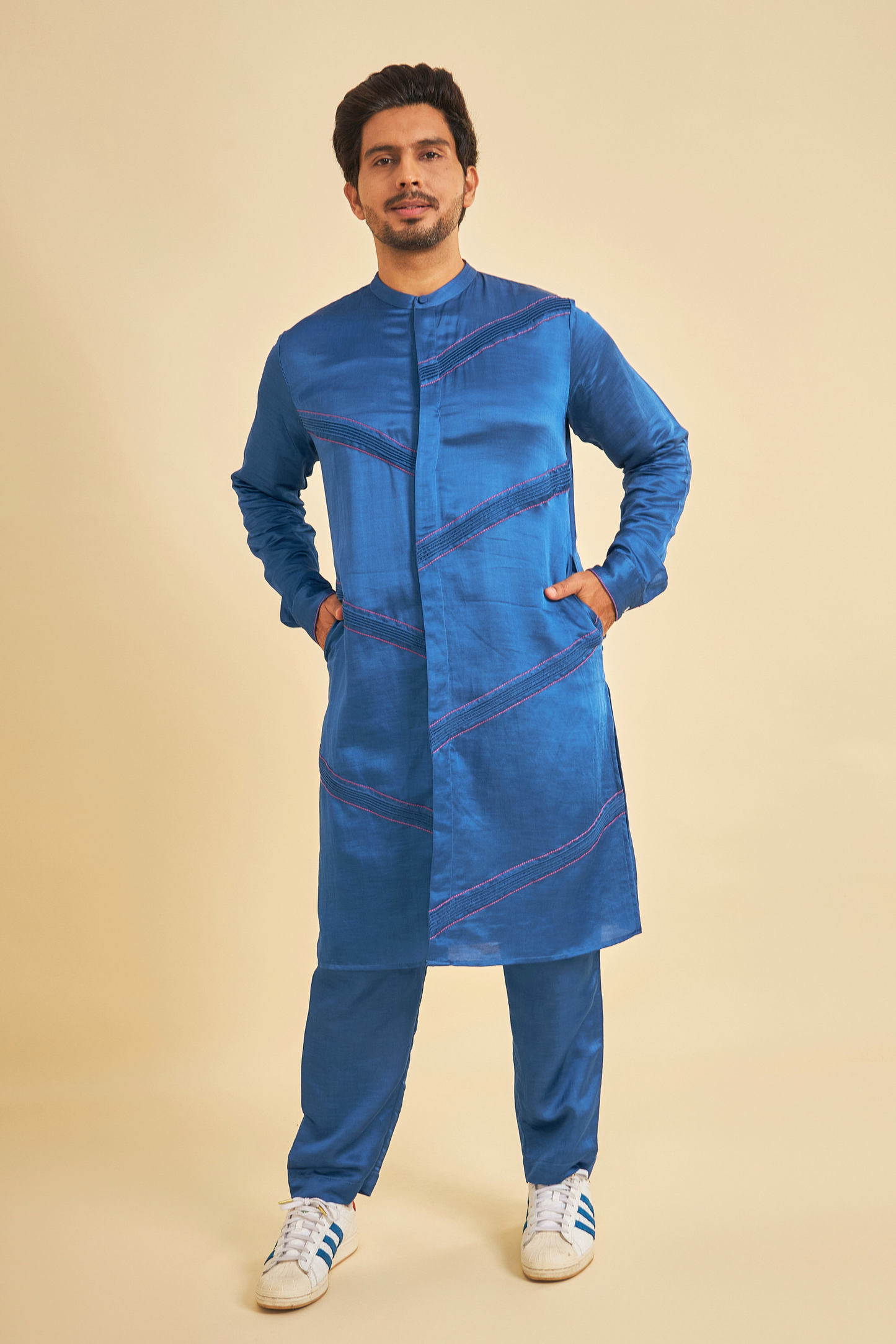 Blue Men's Kurta & Pants (Set of 2 Pcs)