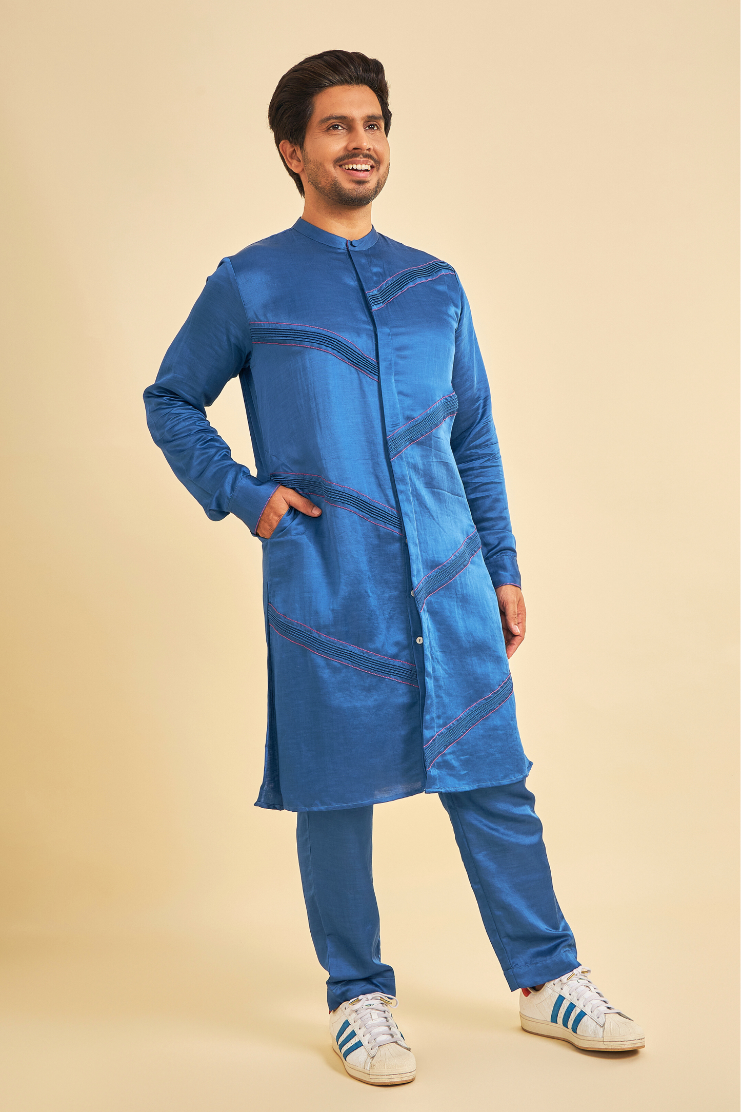 Blue Men's Kurta & Pants (Set of 2 Pcs)