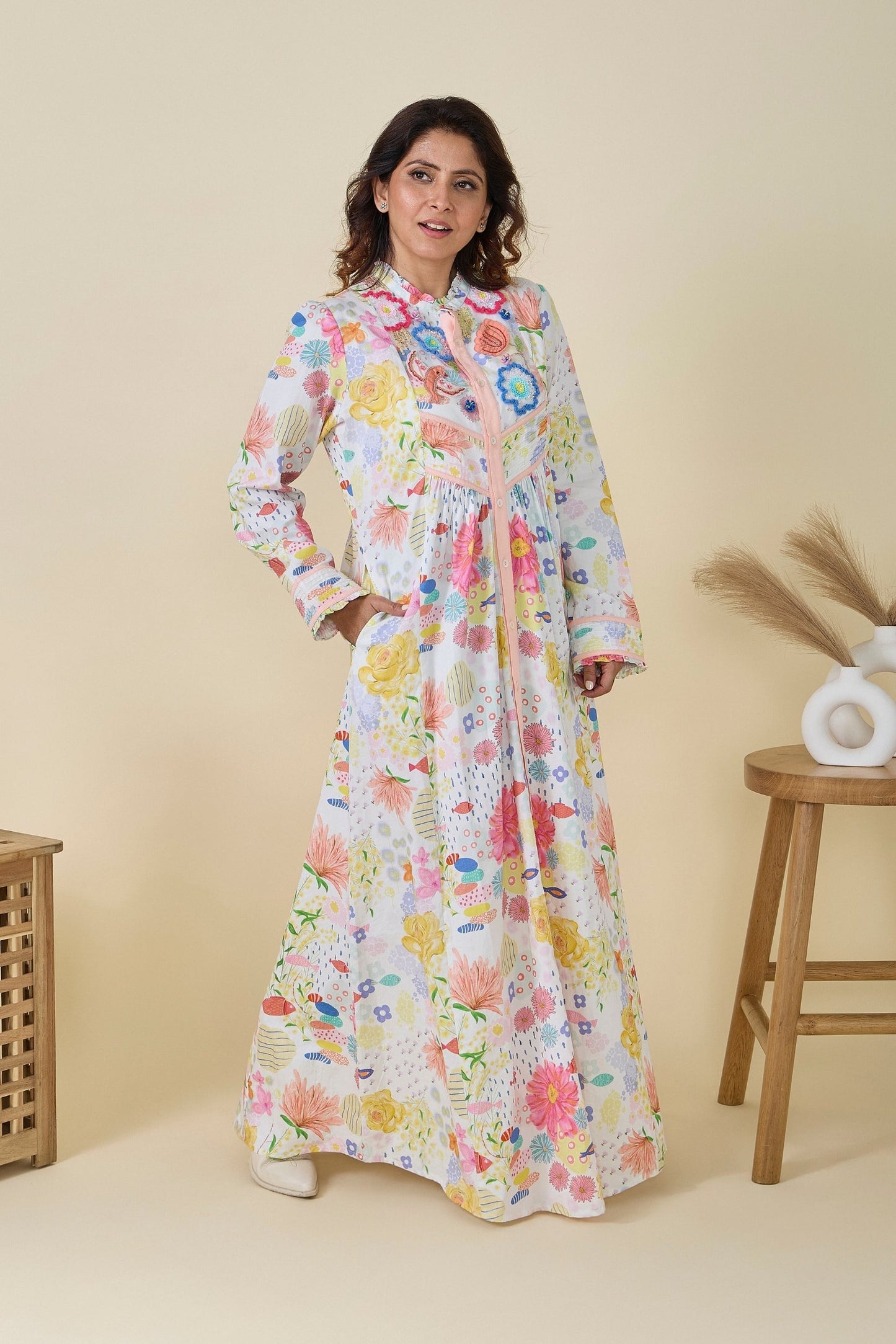 Flutter bloom women Long dress + Flutter bloom Girls long dress