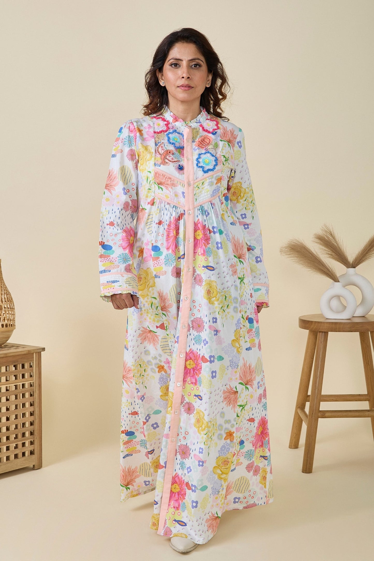 Flutter bloom women Long dress + Flutter bloom Girls long dress