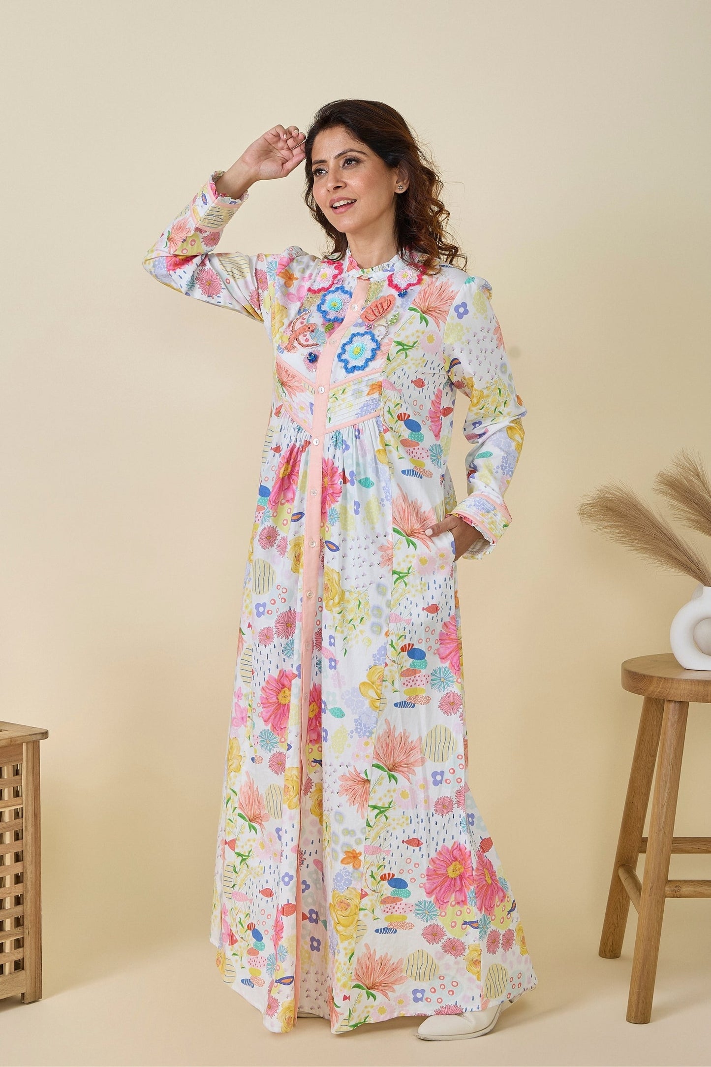 Flutter bloom women Long dress + Flutter bloom Girls long dress