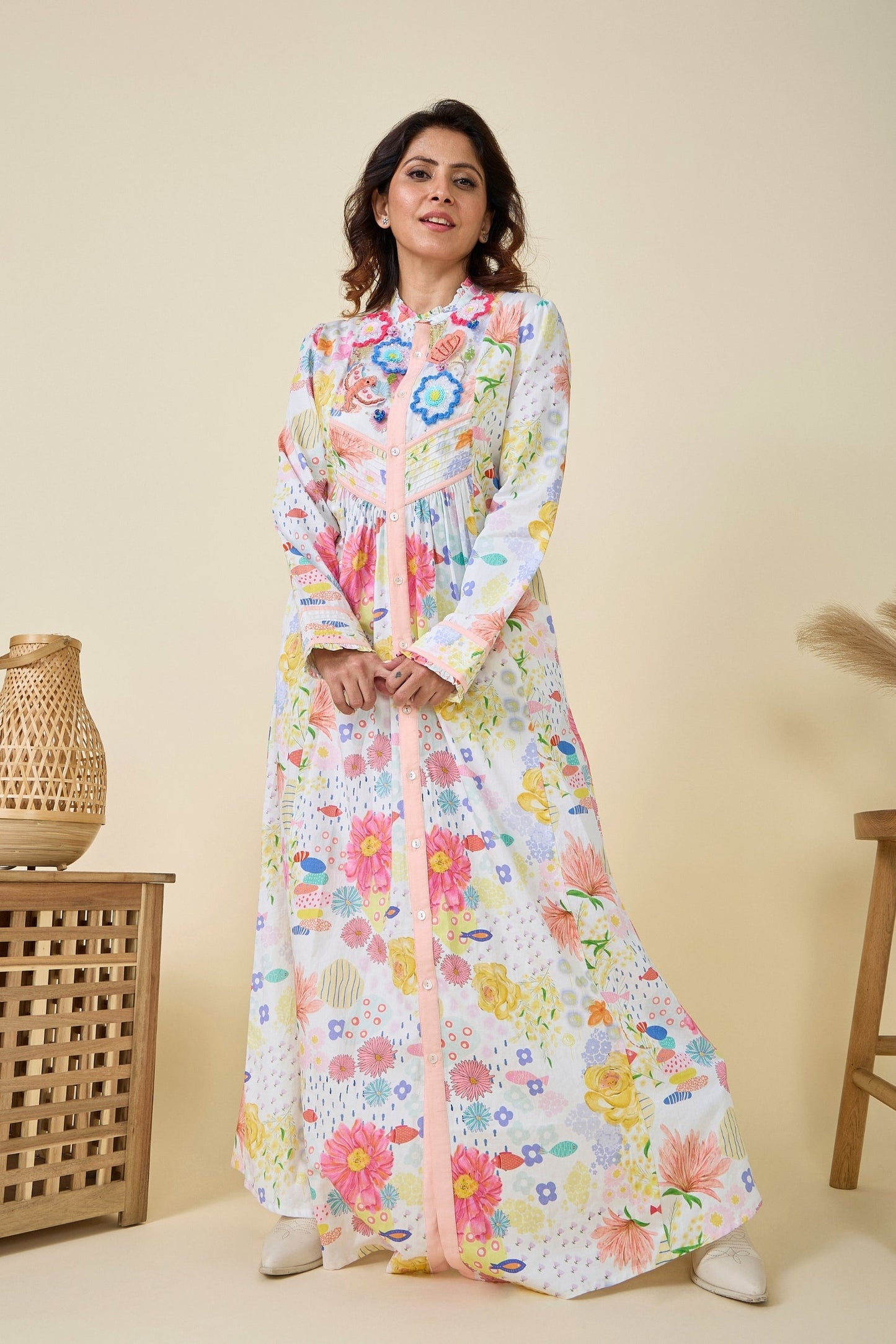 Flutter bloom women Long dress + Flutter bloom Girls long dress