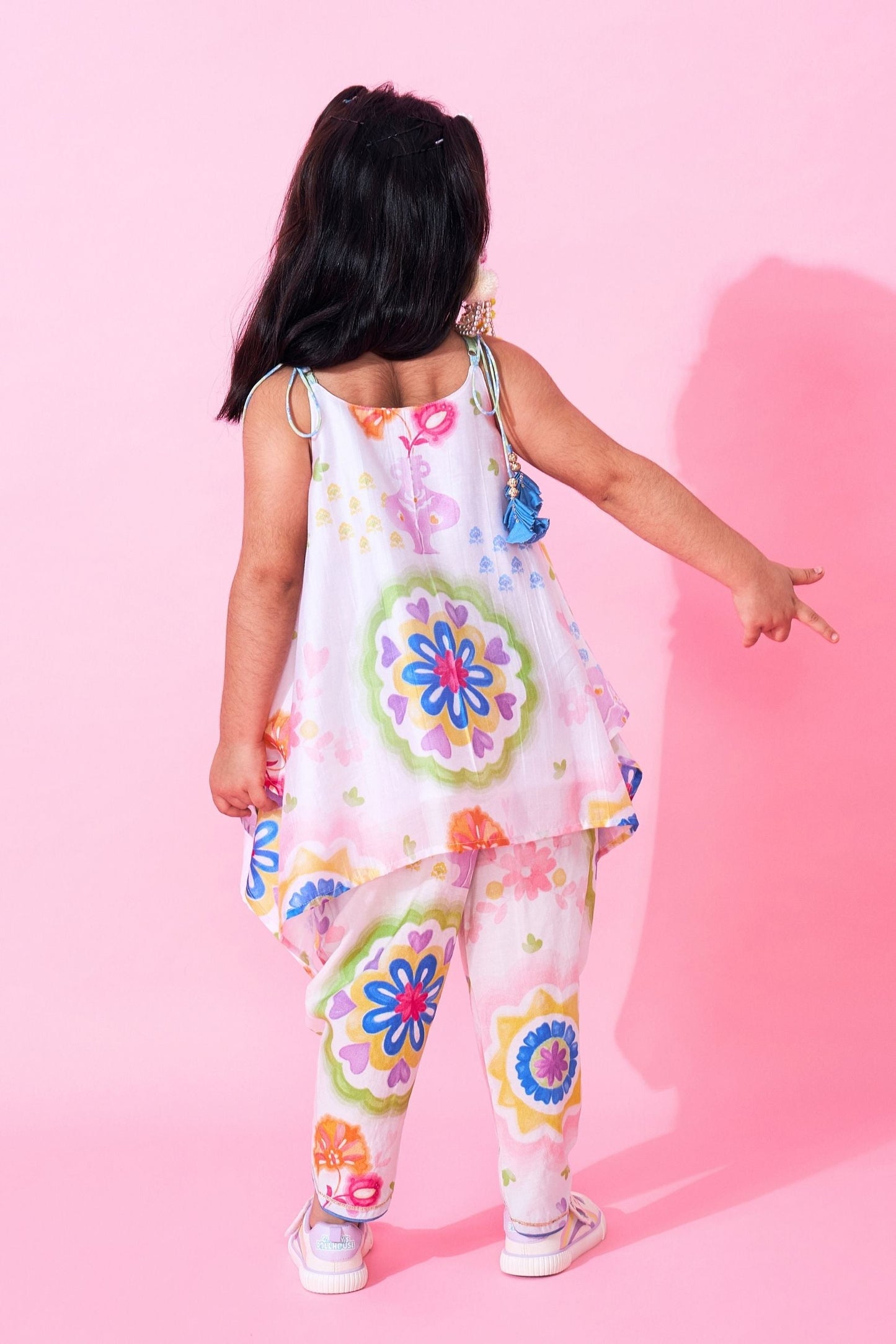 Mae Girls Embellished Handkerchief Top And Tulip Pant ( Set Of 2 pcs)