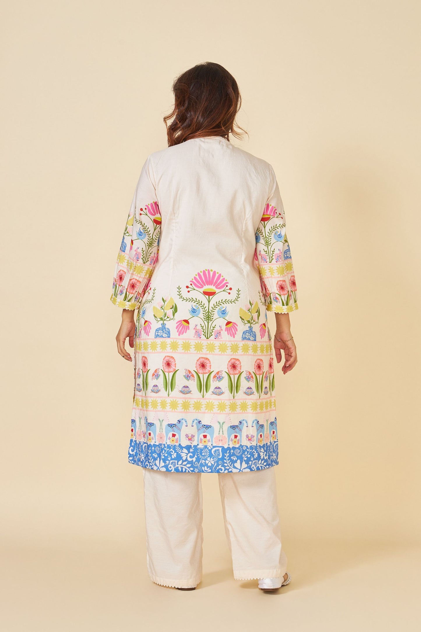 Dala Embellished Ladies Long Top And Pant & Stole (Set Of 3)