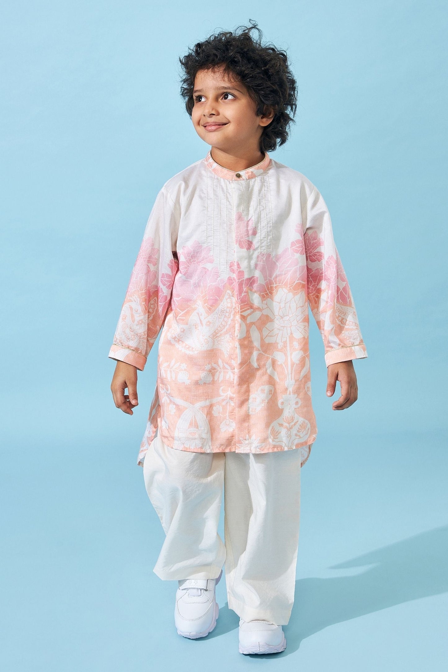 Poppy Cream Boys Kurta Set (Set of 2 pcs)