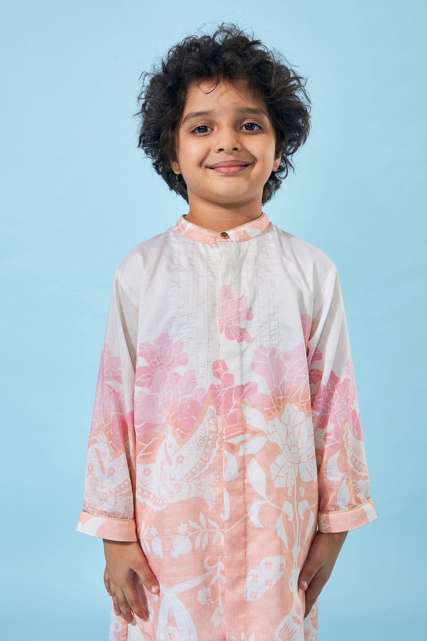 Poppy Cream Boys Kurta Set (Set of 2 pcs)