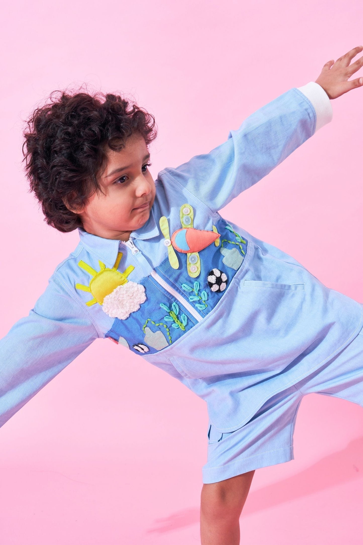 Sunny Sky Embroidered Boys Coord ( Set of 2 pcs)