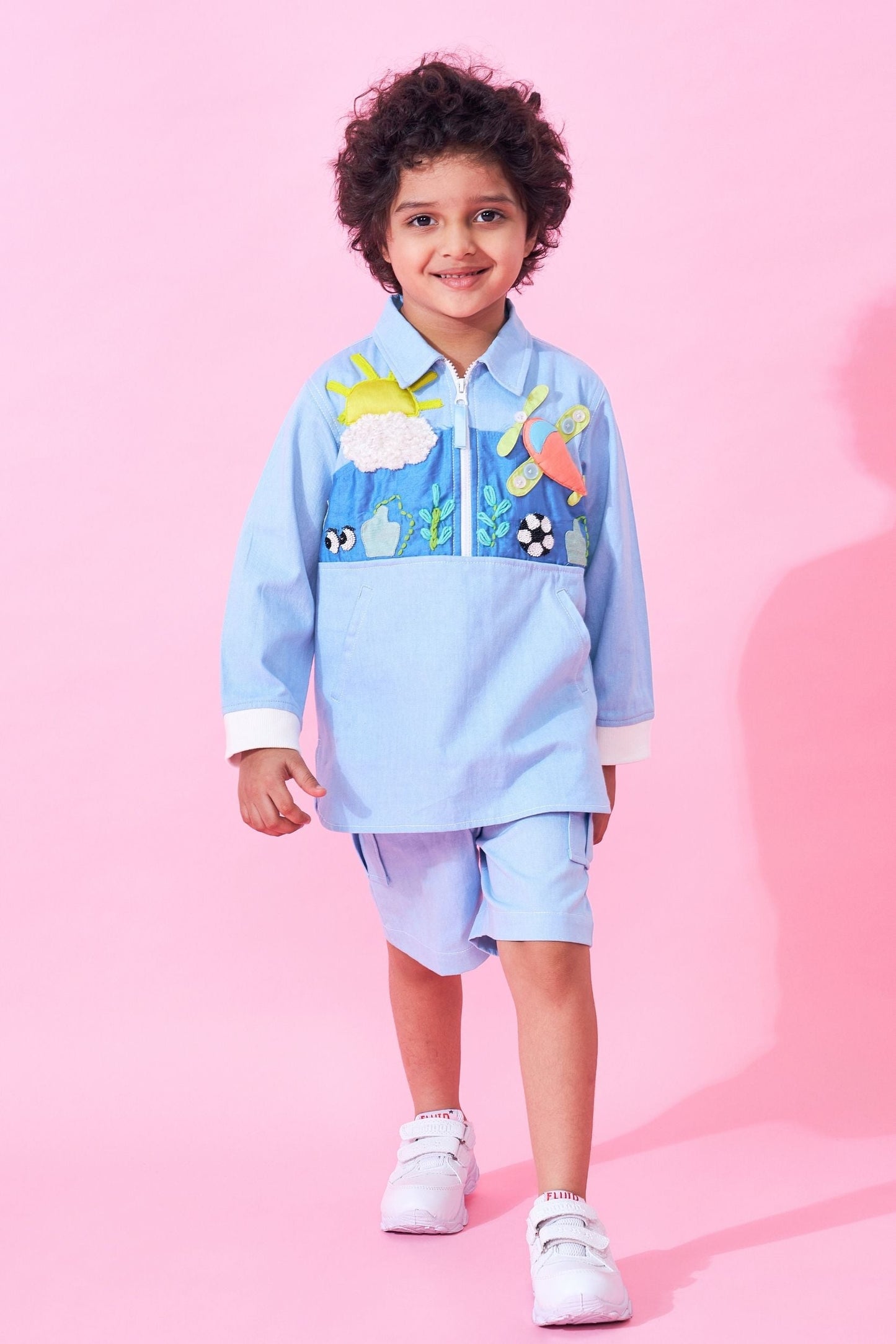 Sunny Sky Embroidered Boys Coord ( Set of 2 pcs)