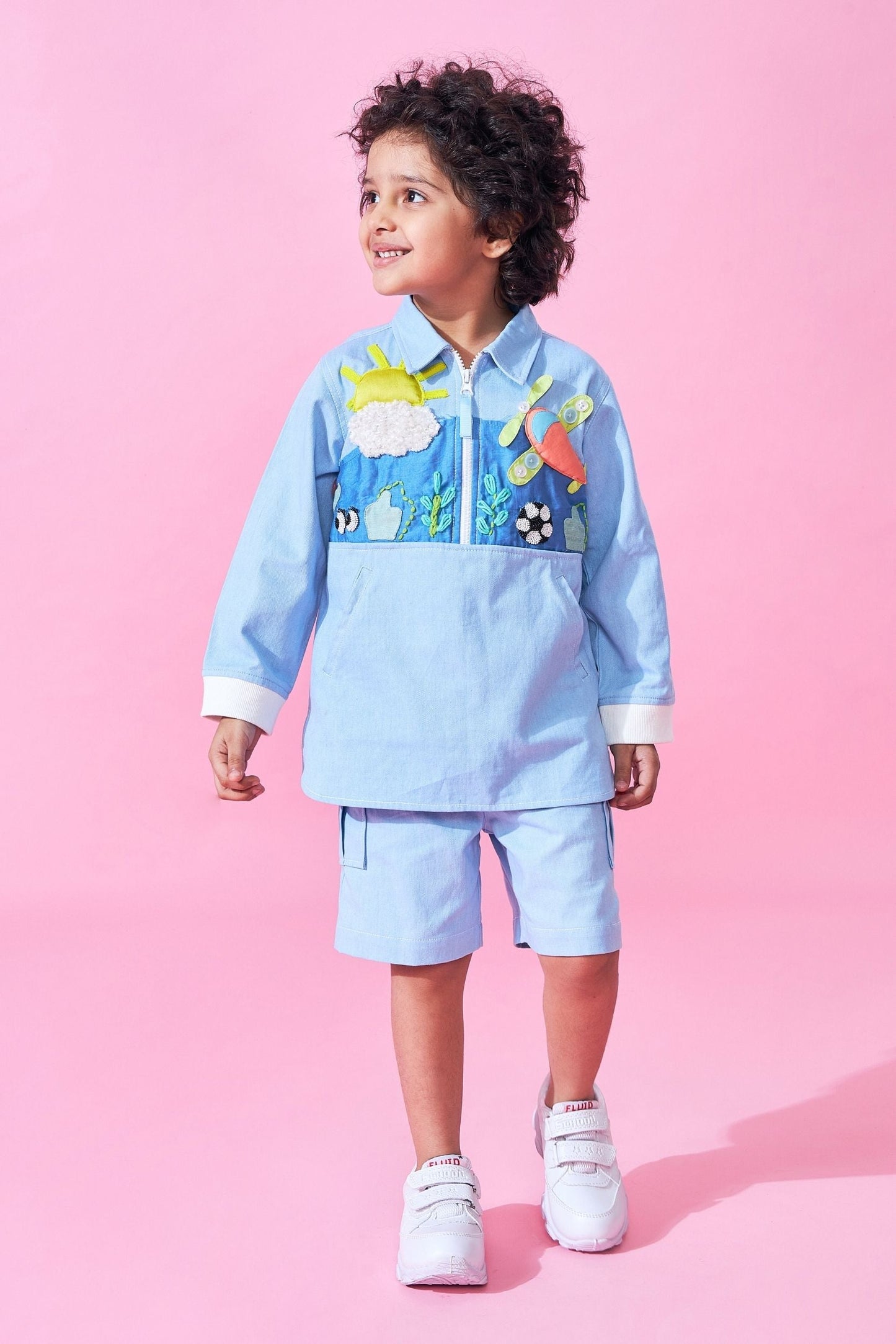Sunny Sky Embroidered Boys Coord ( Set of 2 pcs)