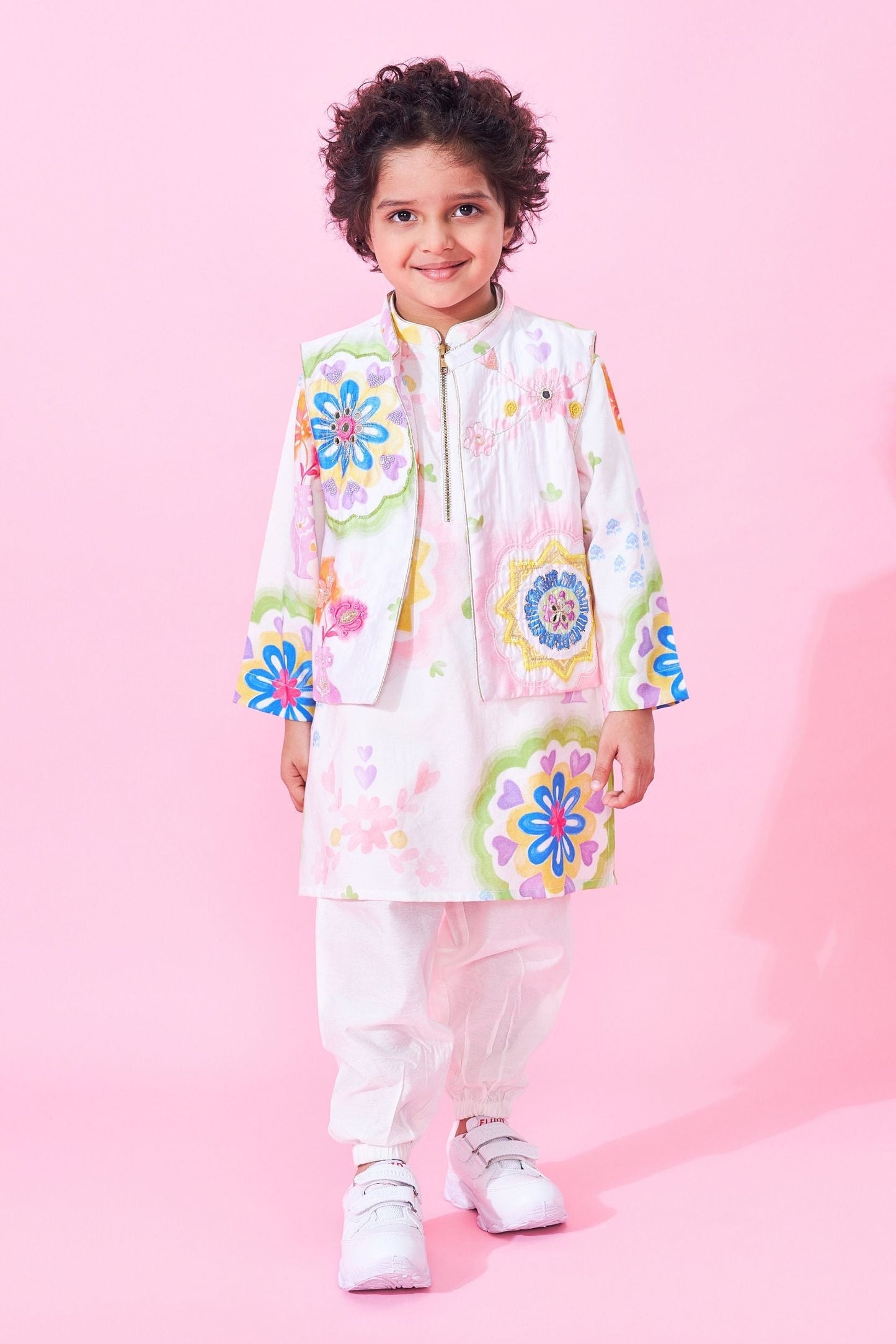 Mae Boys Embellished Kurta Set (Set Of 3 pcs)