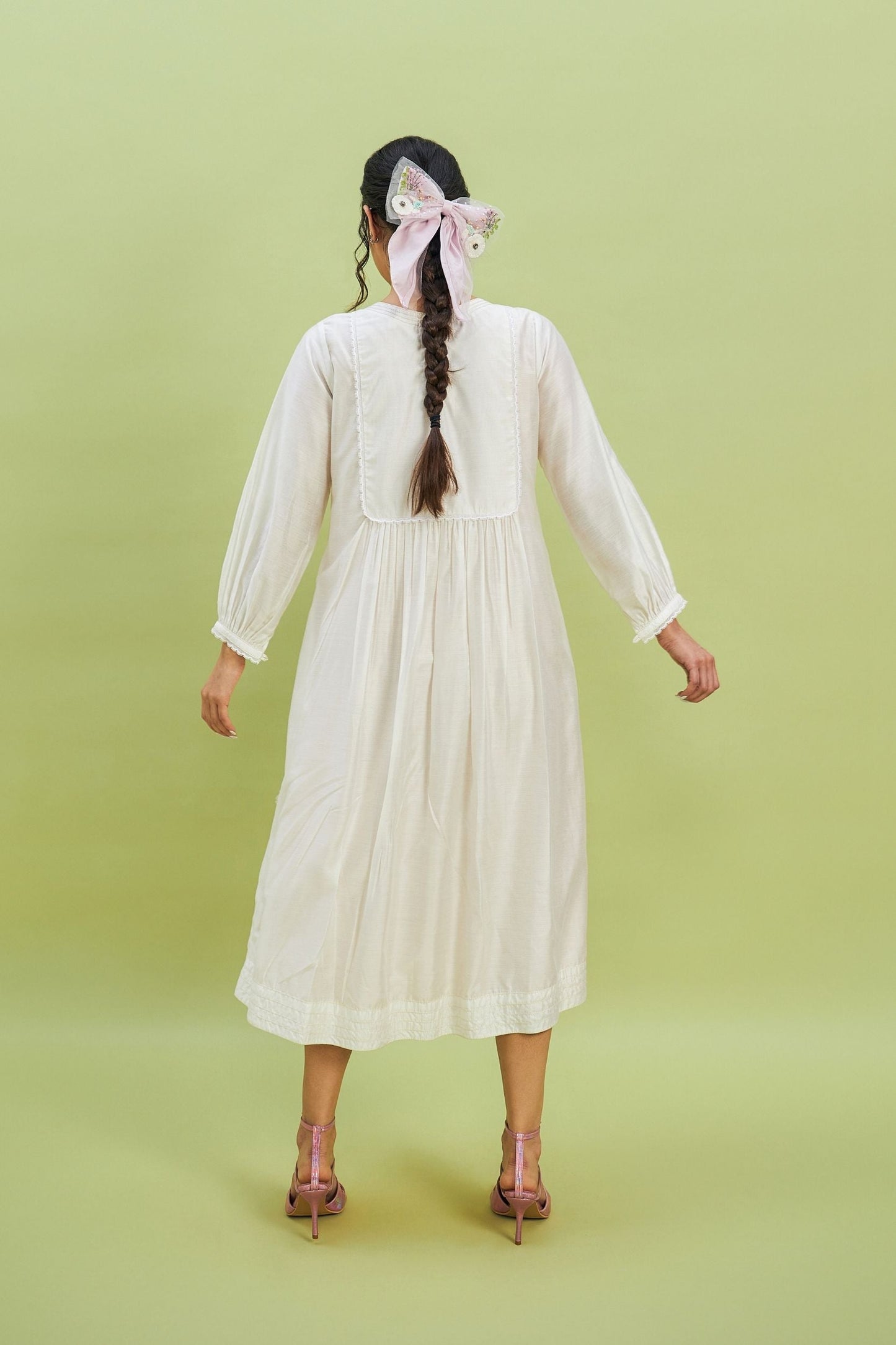 Mirror Yoke white embellished Ladies Dress - Mom & Me