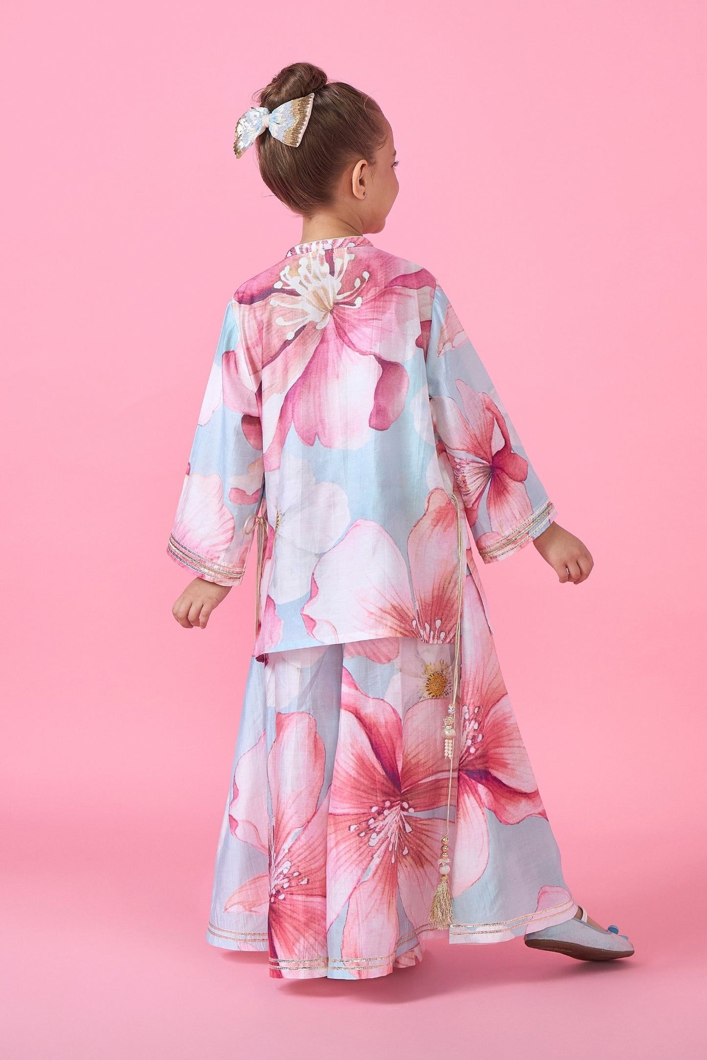 Sagewood Blush Printed & Embellished Kurta And Palazzo Set (2 pc set )