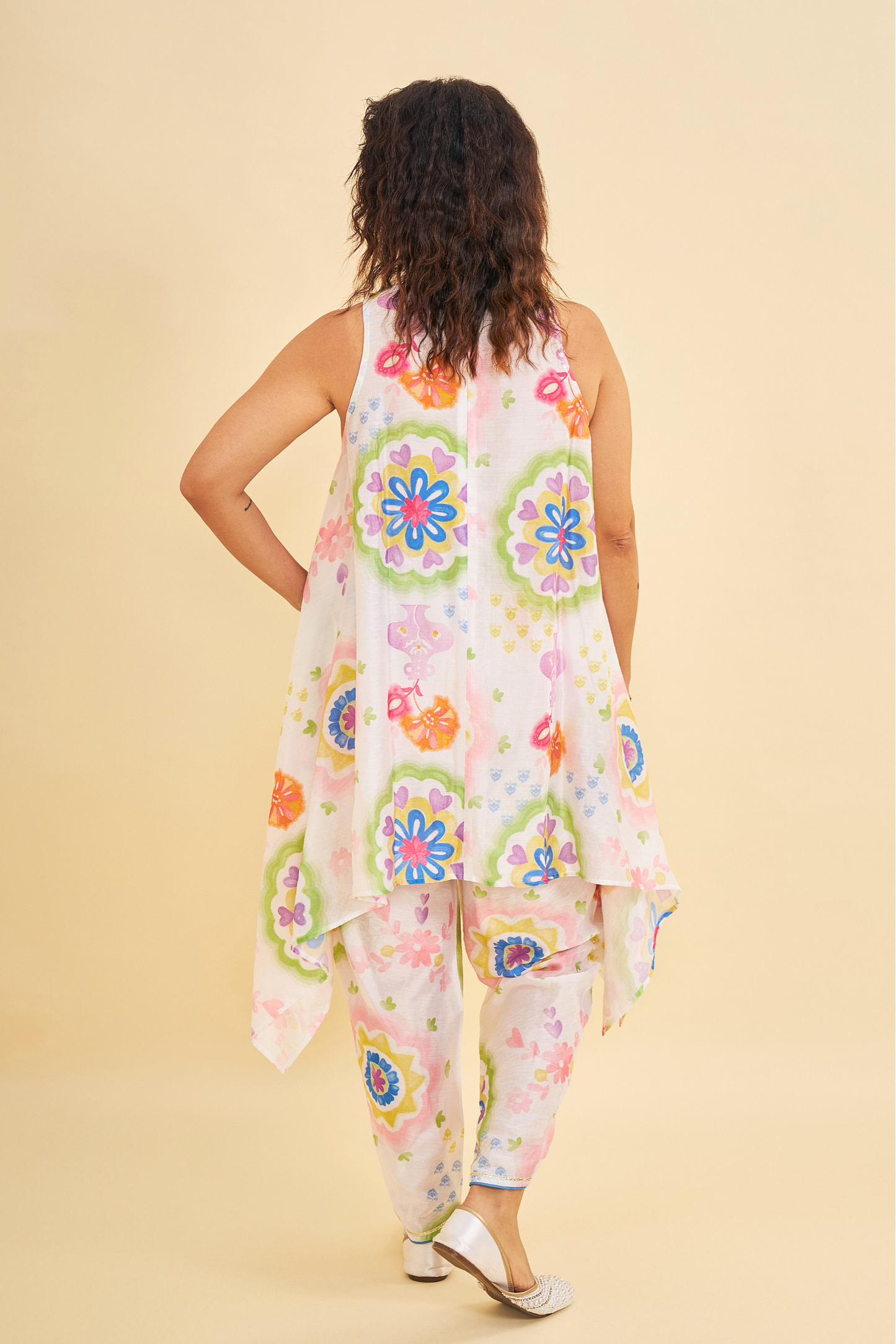 Mae Embroidered Ladies Tunic With Tulip Trousers ( Set of 2 Pcs)