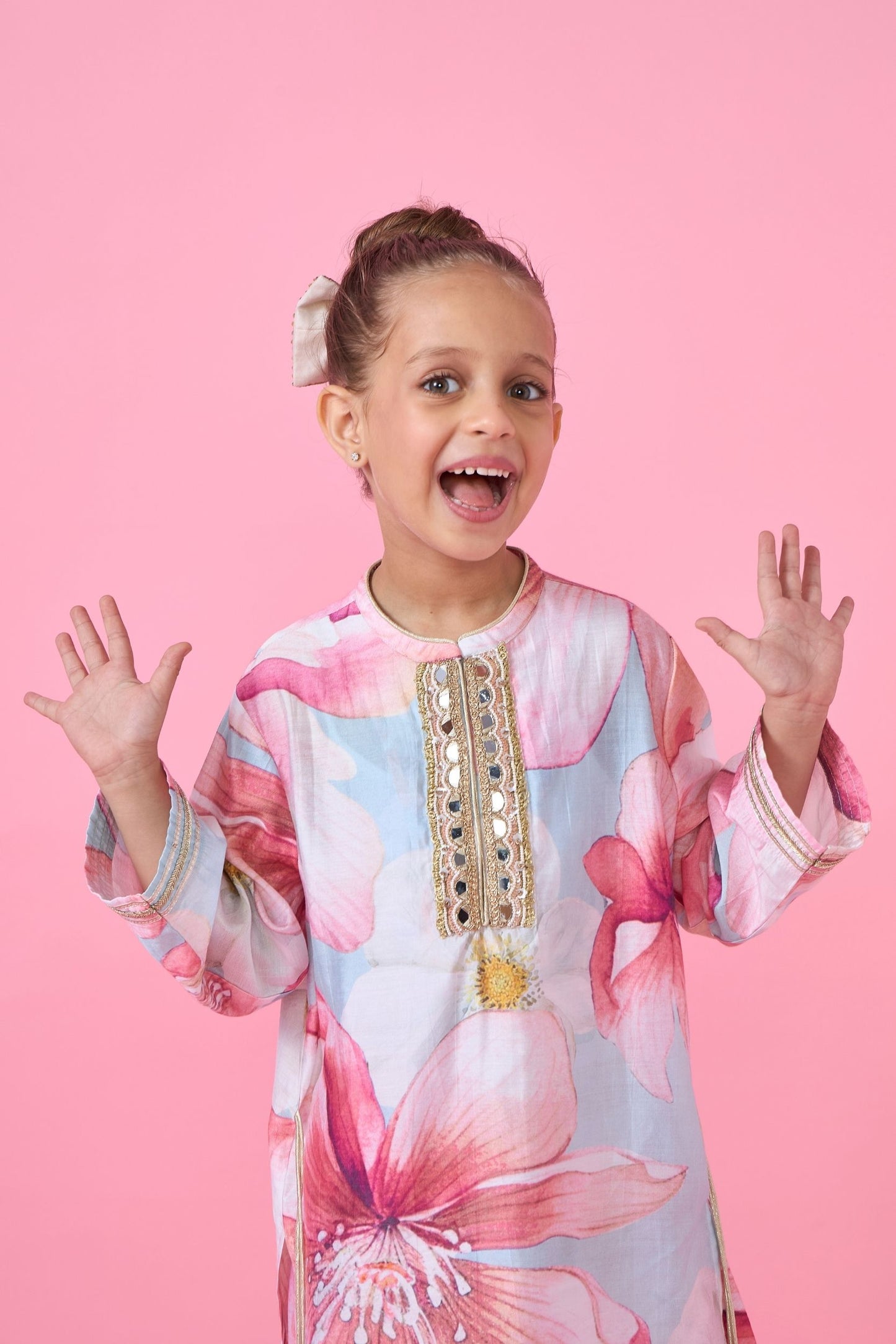 Sagewood Blush Printed & Embellished Kurta And Palazzo Set (2 pc set )
