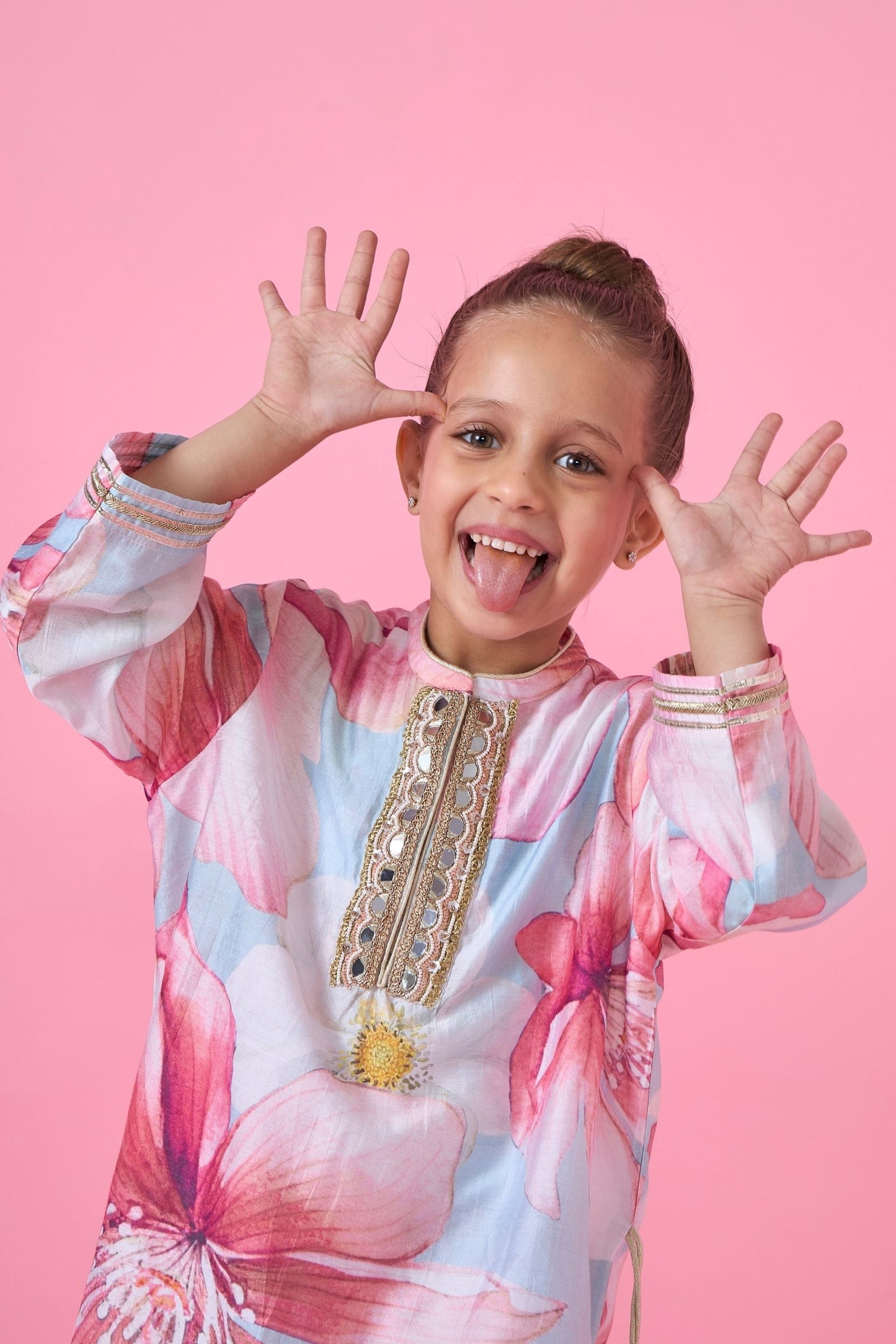 Sagewood Blush Printed & Embellished Kurta And Palazzo Set (2 pc set )