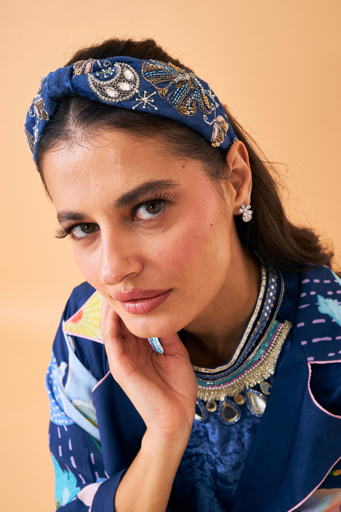 Celeste Navy Ladies Embellished Headband