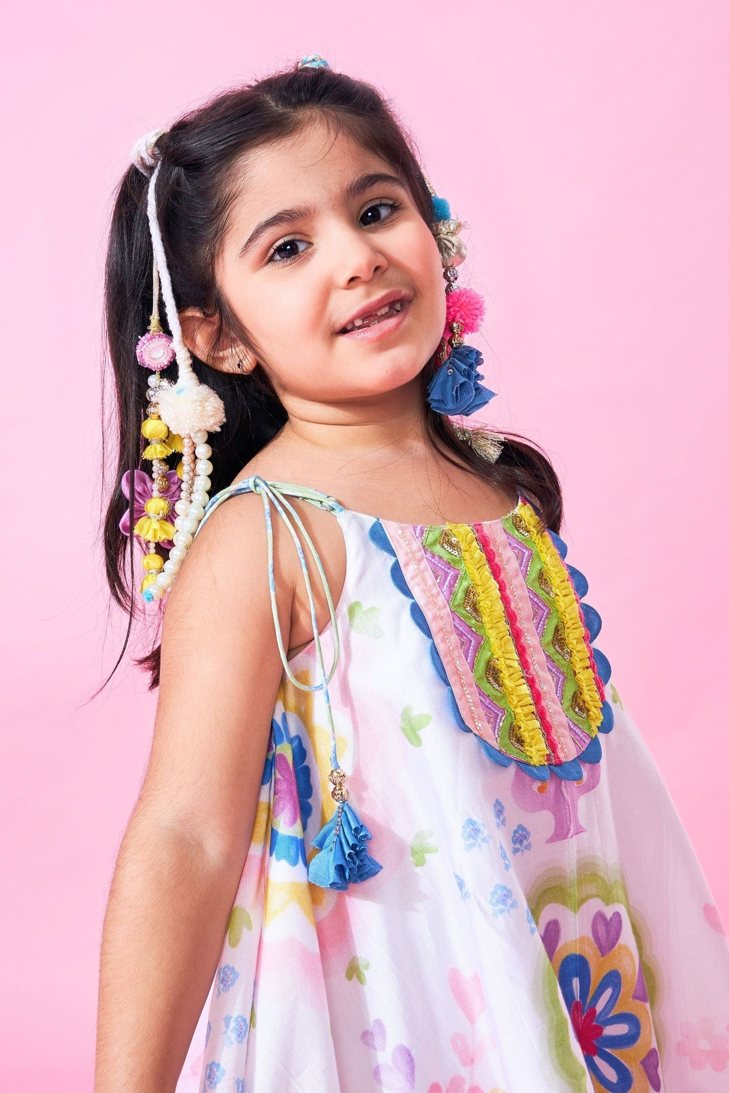 Mae Girls Embellished Handkerchief Top And Tulip Pant ( Set Of 2 pcs)