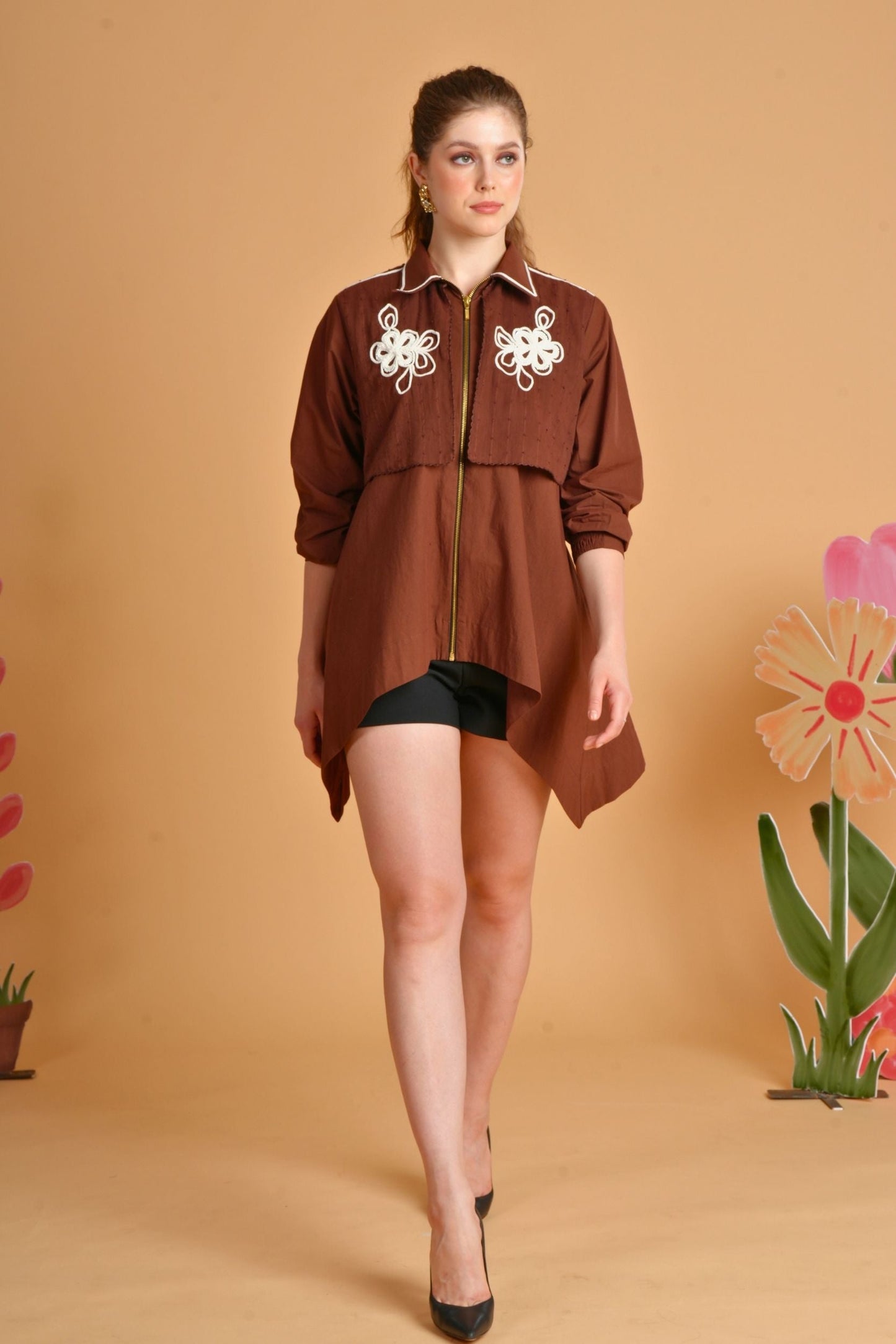 Soraya Chocolate Ladies Oversized Shacket