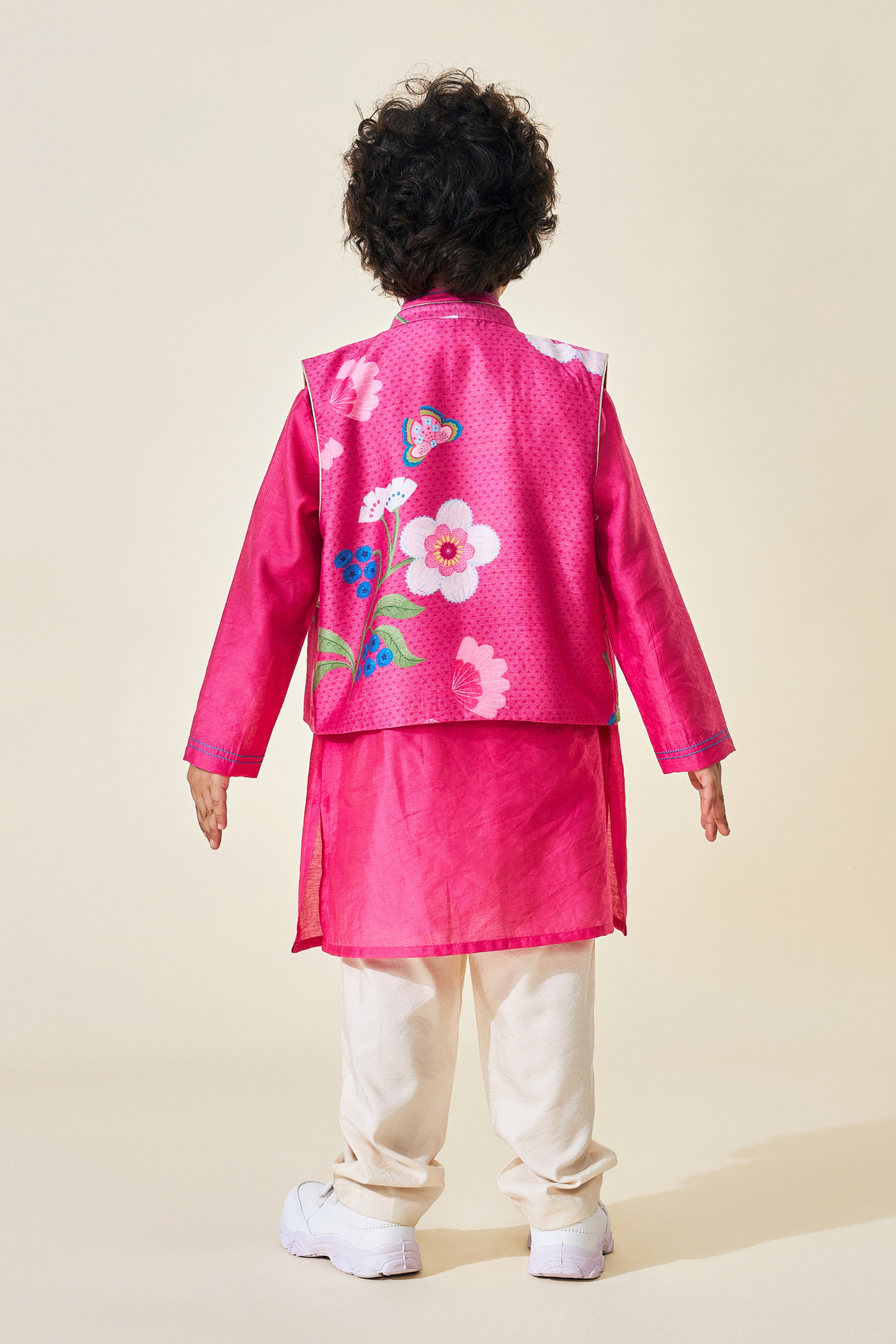 Rumi Plum Boys Embellished Kurta & Jacket (Set of 3 pcs)