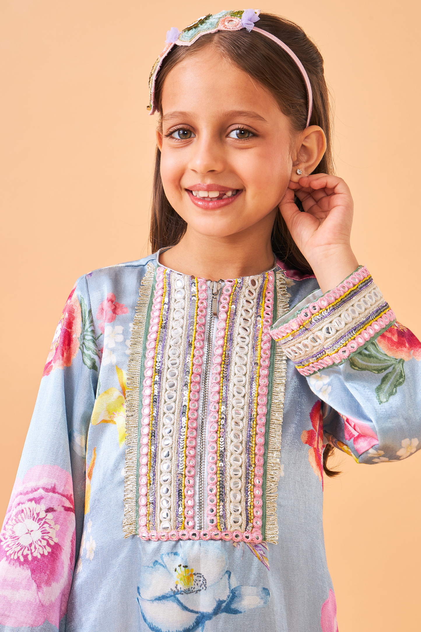 Zehra Blue Girls Long Dress