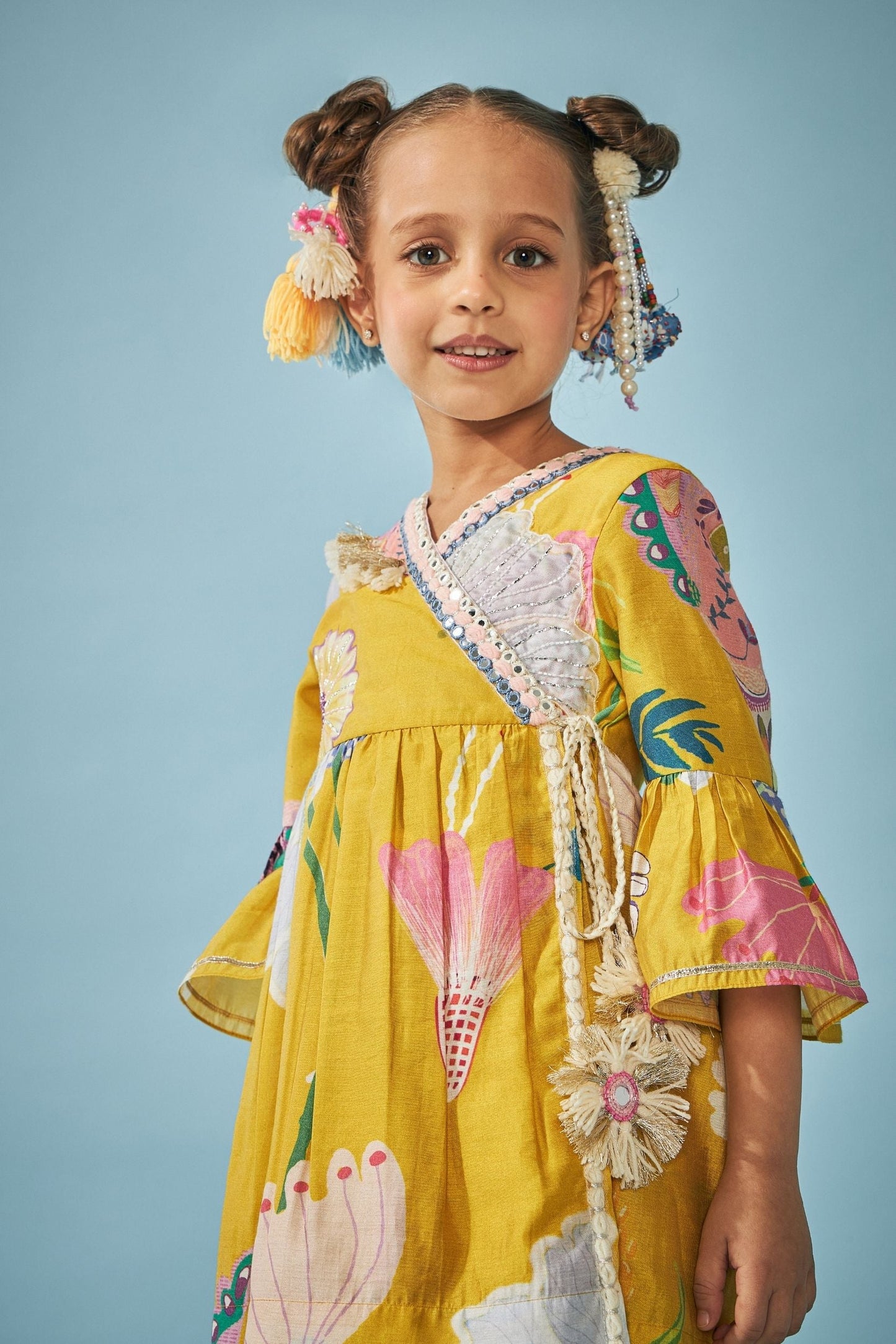 Yellow Bloom Embellished Girls Top & Trouser Coord (2 pc set)