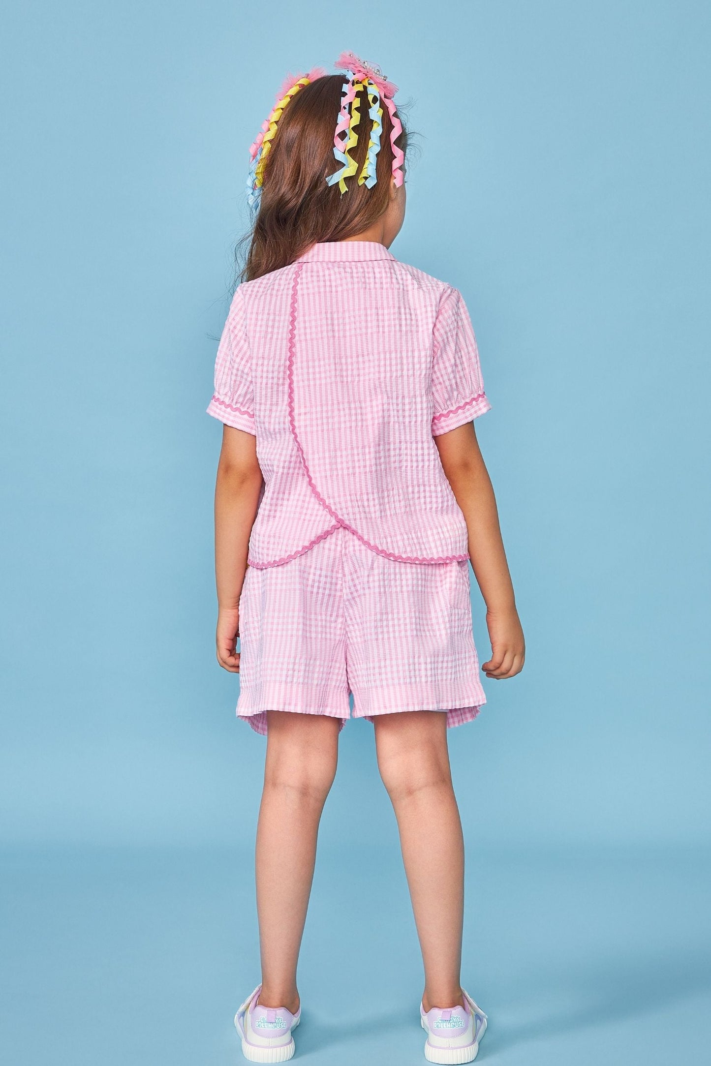 Pink Rainbow Kids Embroidered Coord Set