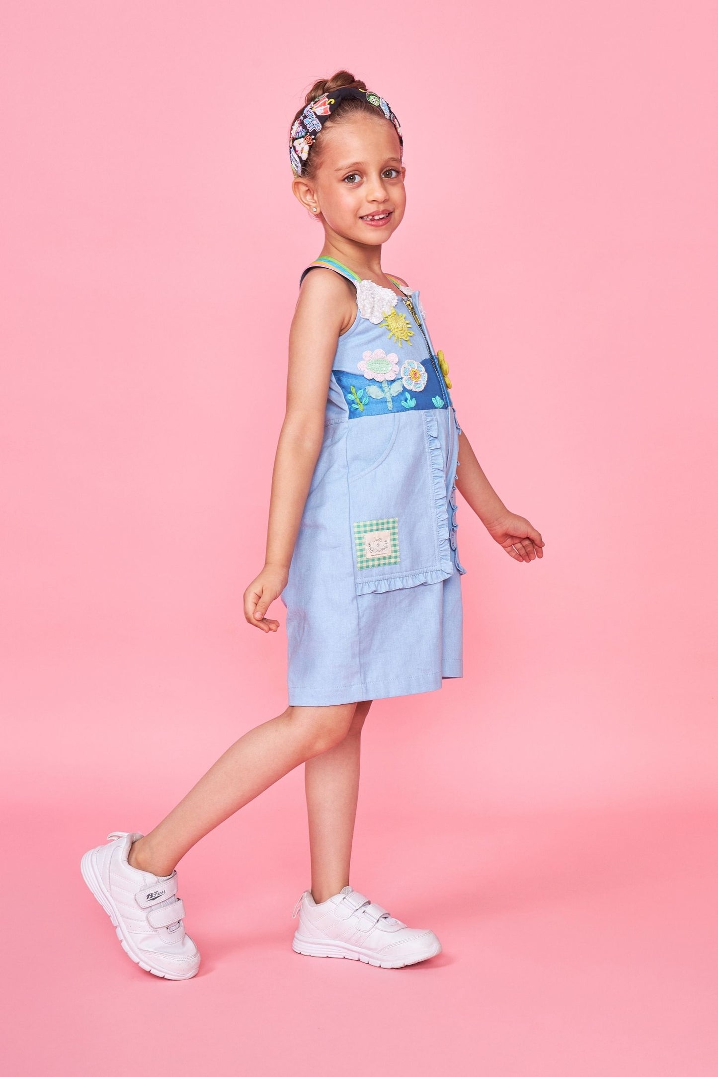 Sunny Sky Embroidered Kids Playsuit