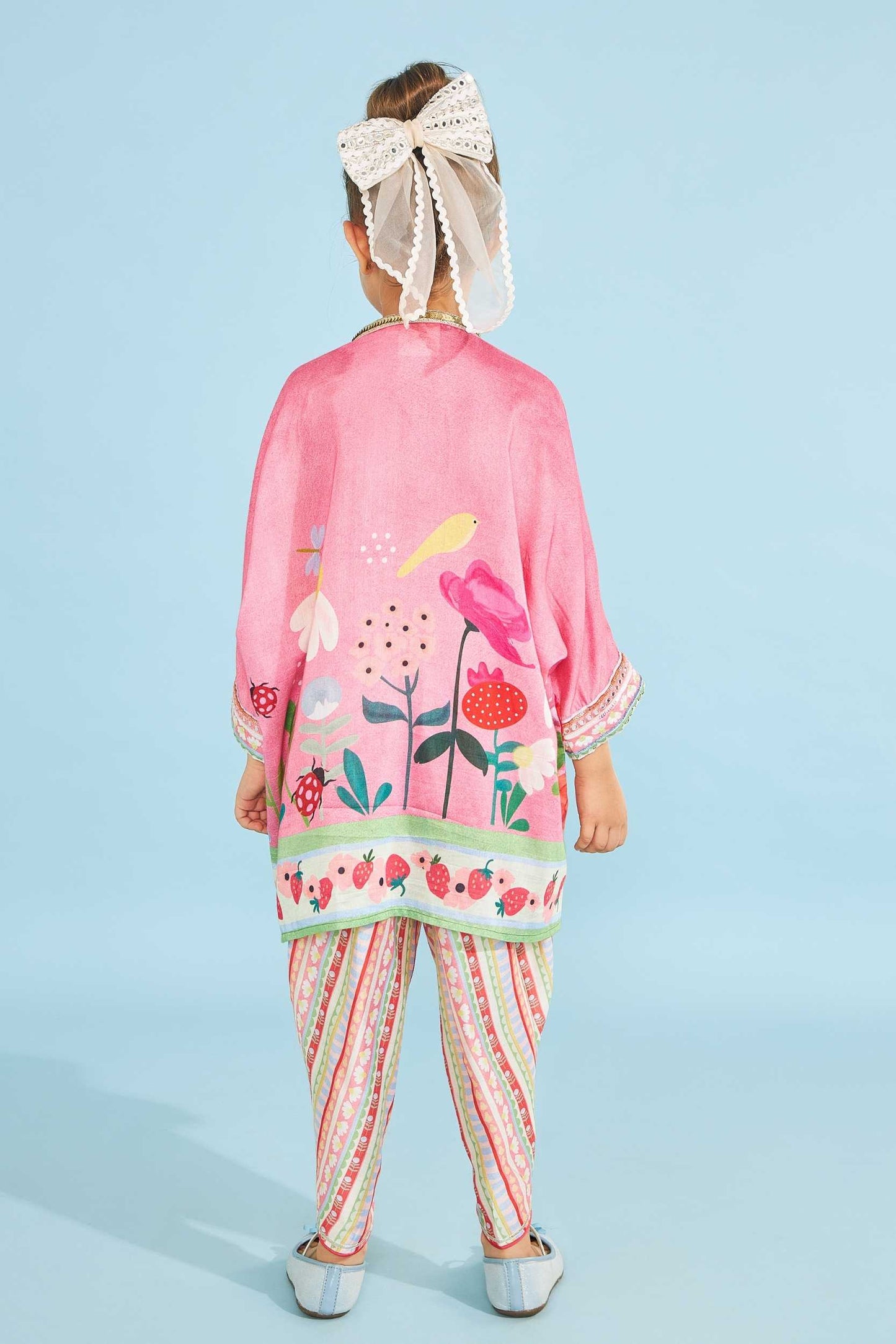 Strawberry Girls Embellished Tunic With Trousers (2 Pc Set)