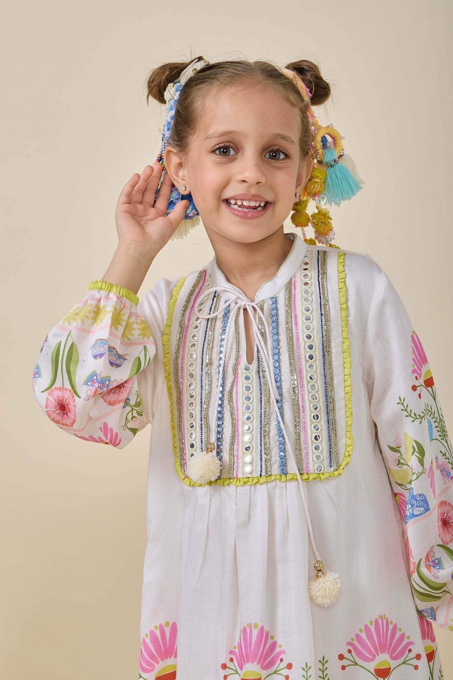 Dala Printed And Embellished Girls Long Dress & Dala Embellished Ladies Long Dress