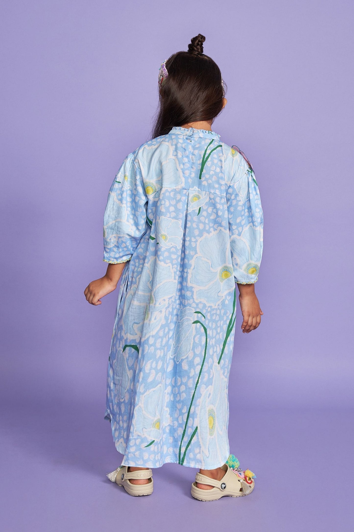 Kewt Orchid Hand Embroidered Girls Long Dress