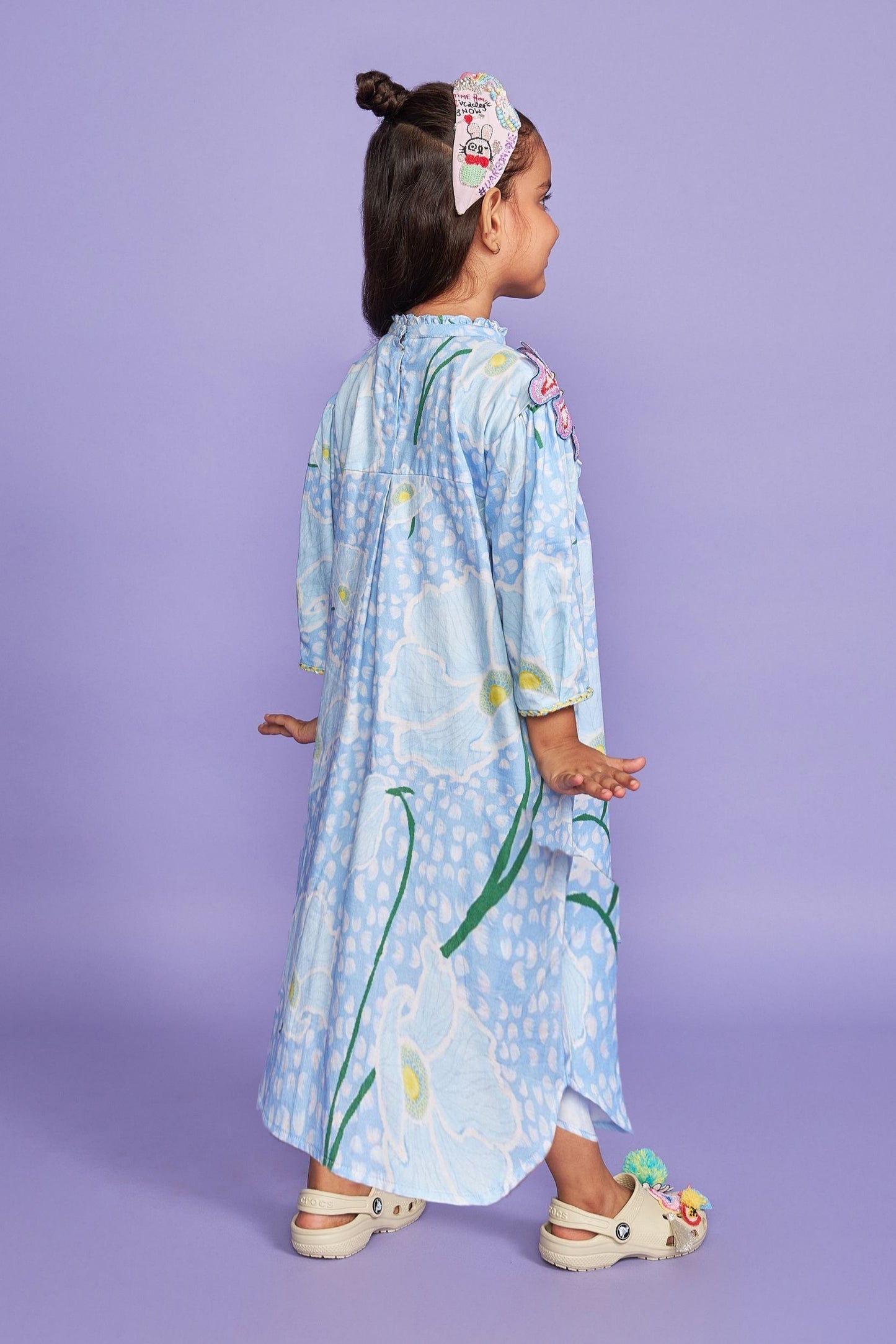 Kewt Orchid Hand Embroidered Girls Long Dress