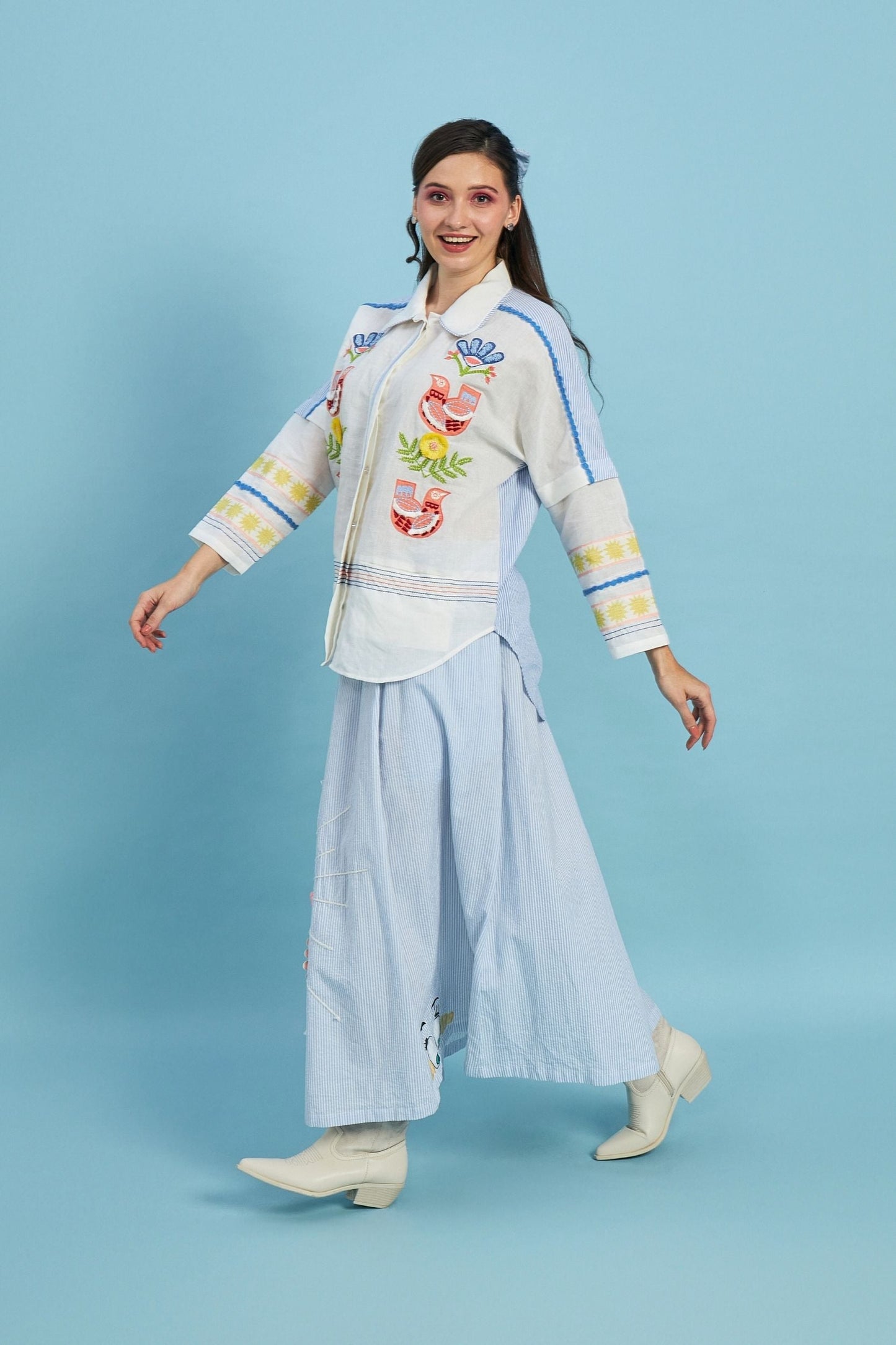 Cuckoo Embroidered Peterpan Dress Bloom - Mom & Me