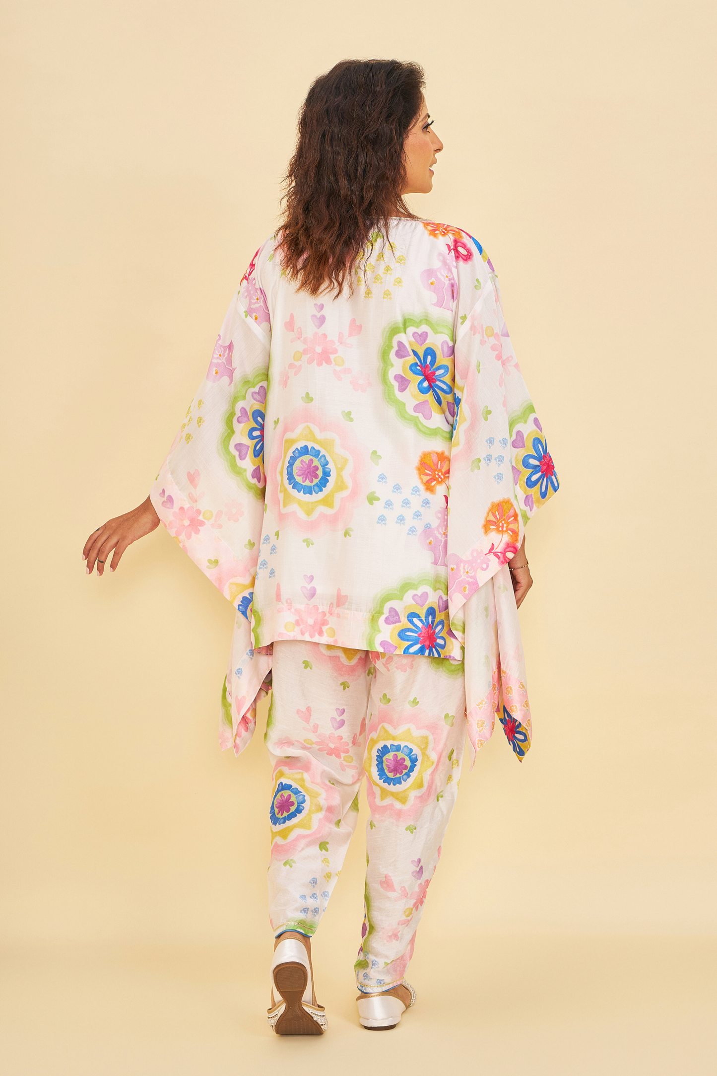 Mae Embroidered Ladies Kaftan With Tulip Trousers ( Set of 2 Pcs)