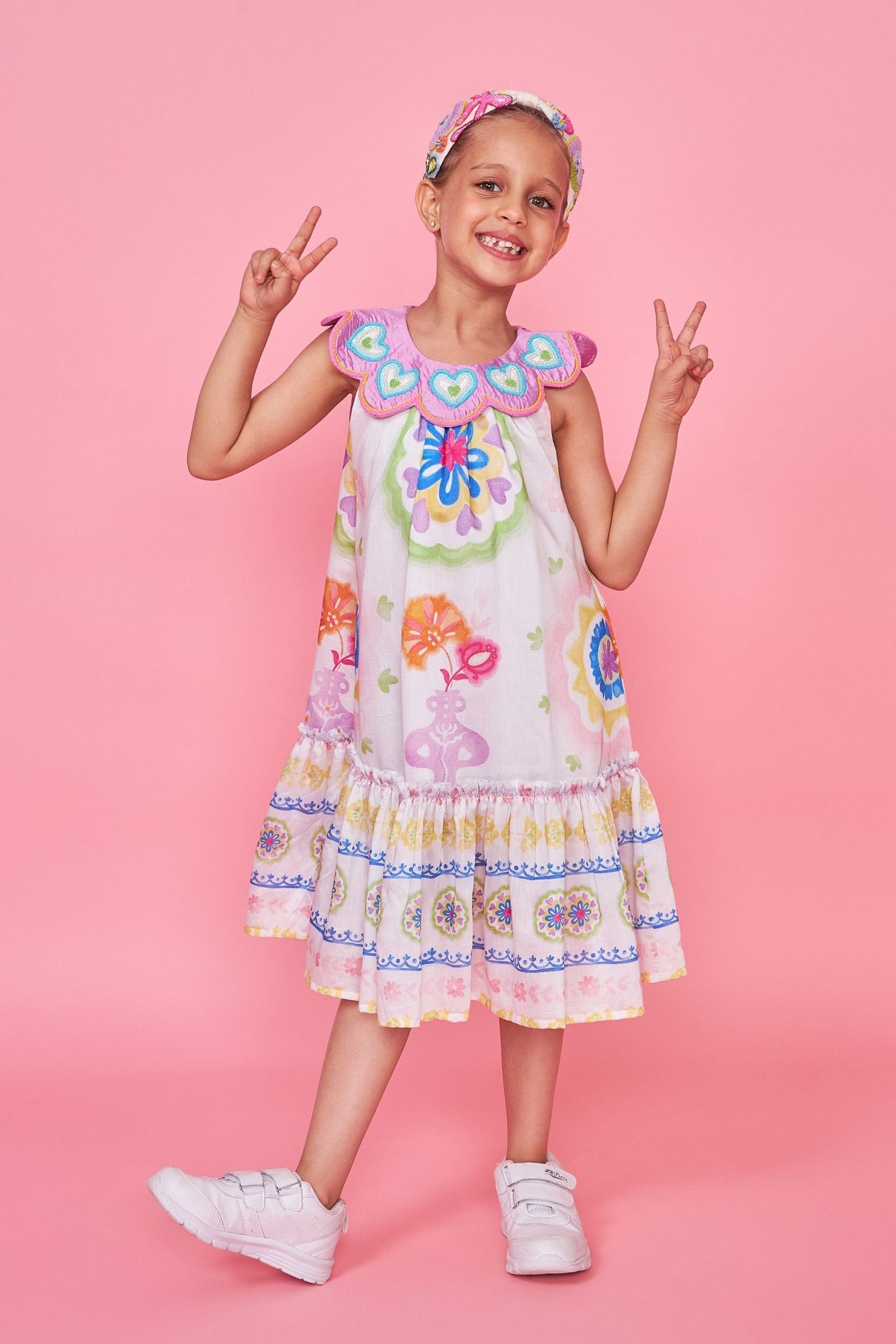 Mae Embellished Collar Kids Dress
