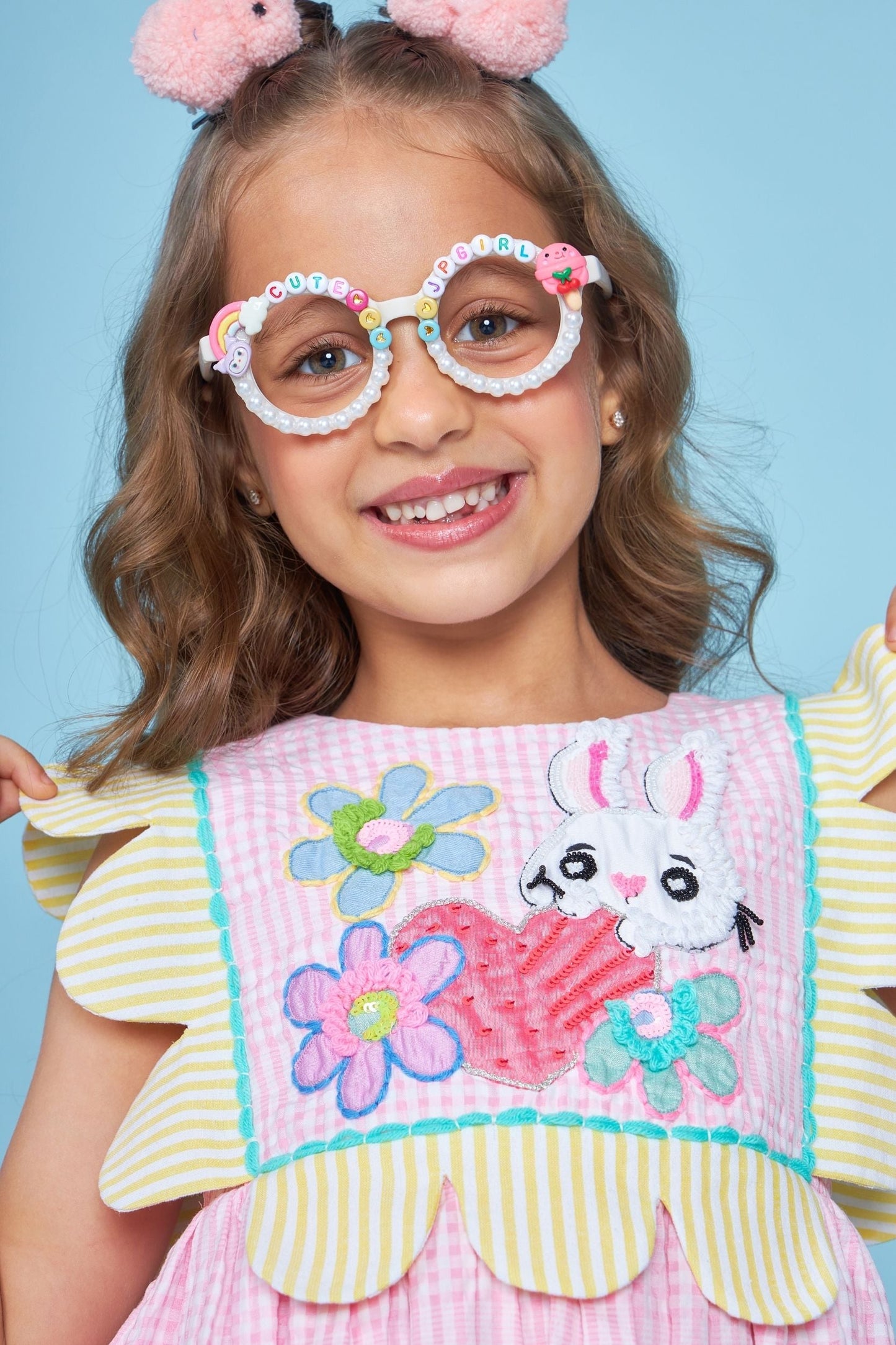 Bunny Pink Embellished Kids Puffball Dress