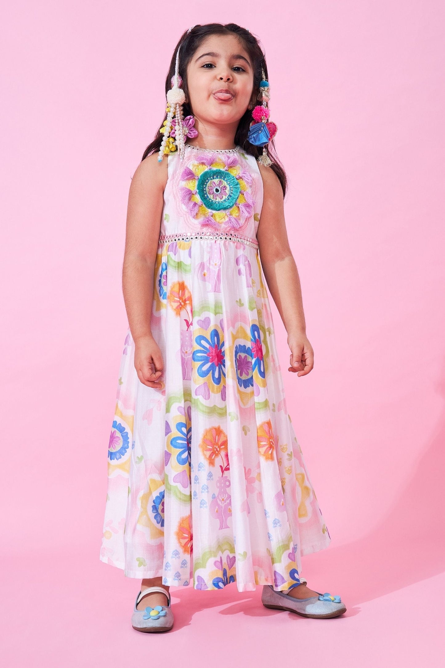 Mae Girls Embellished Long Dress