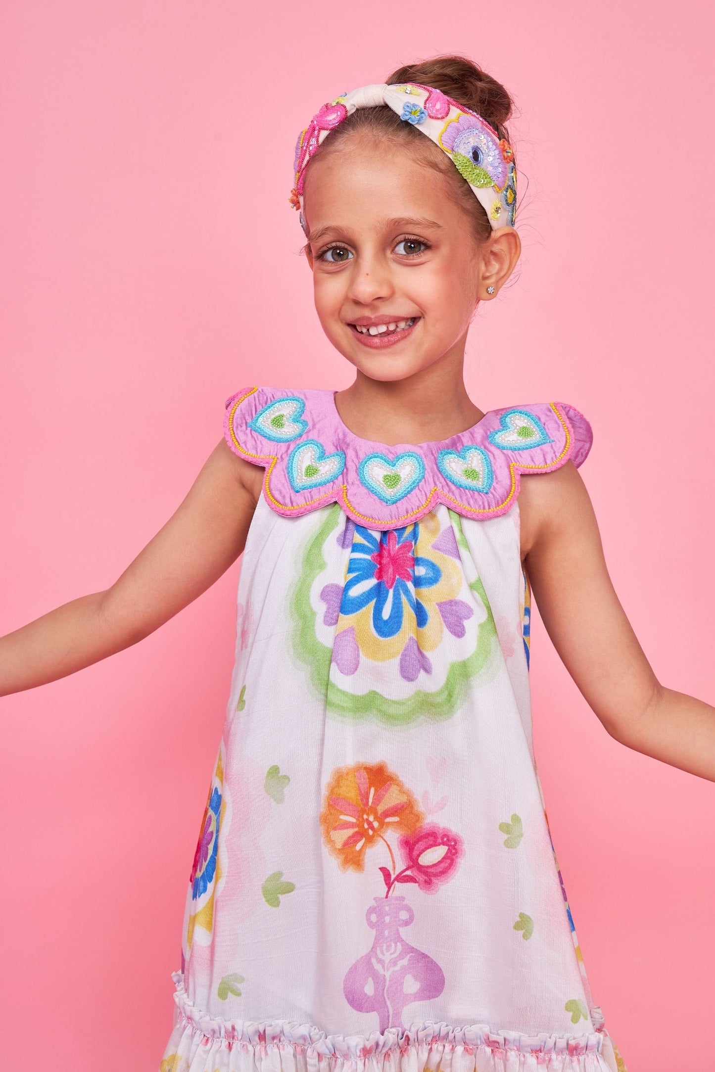 Mae Embellished Collar Kids Dress