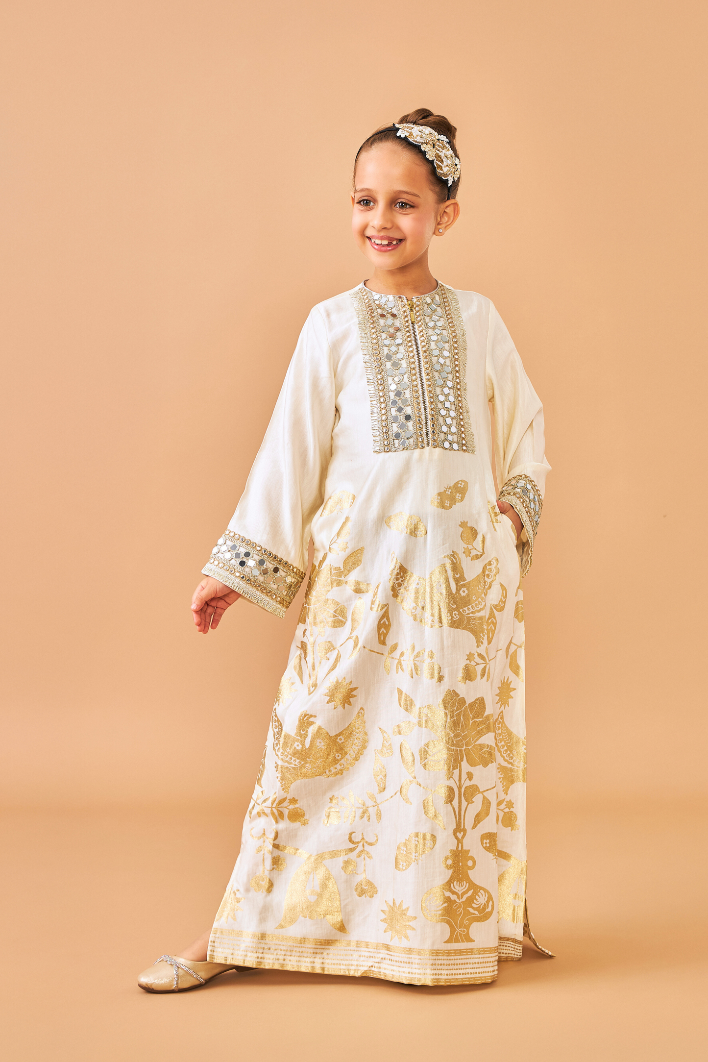 Alba Gold Girls Long Dress