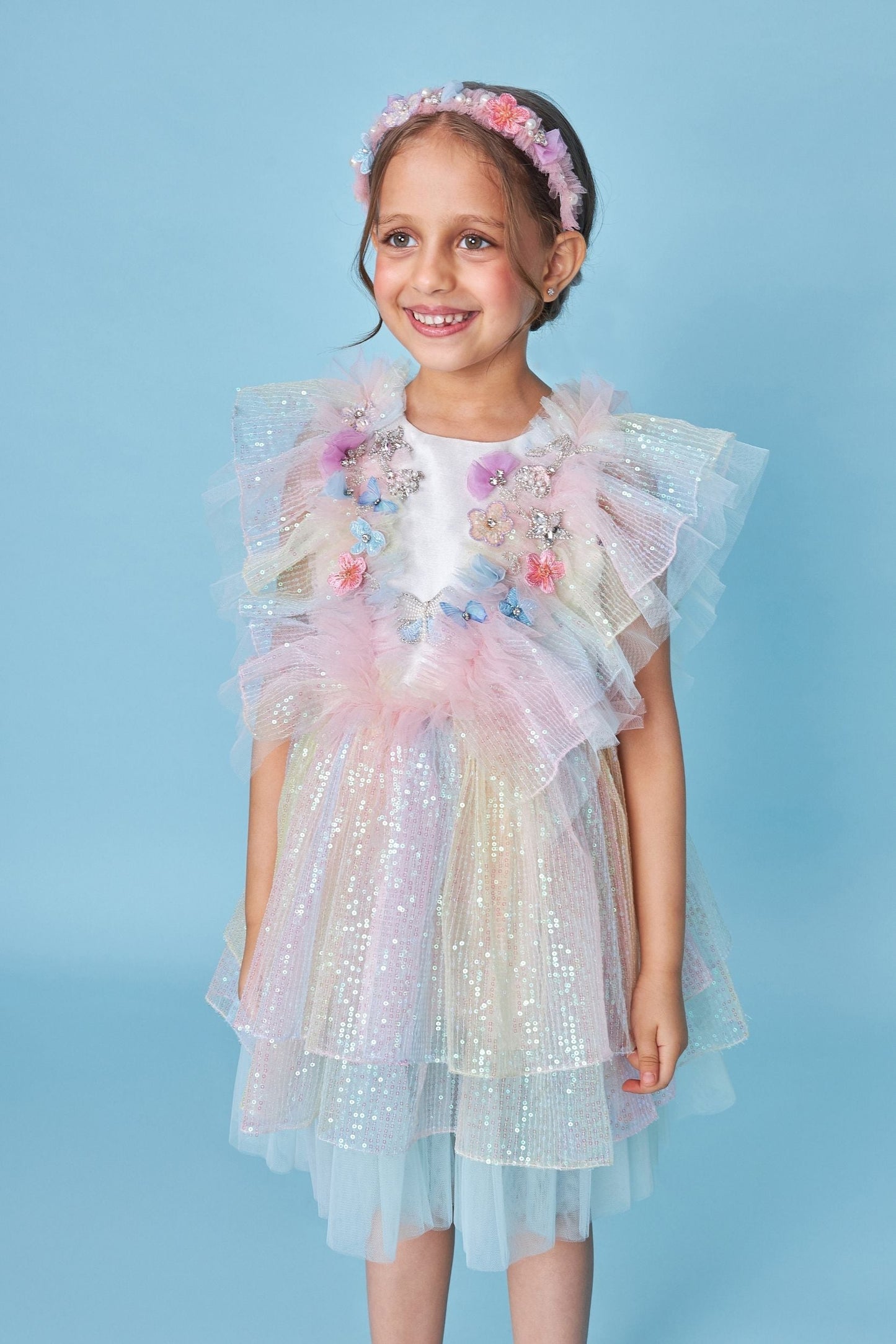 Hazel Frill Embellished Kids Dress