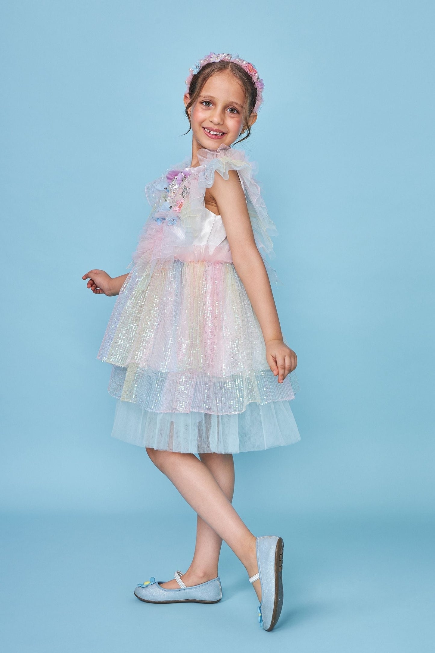Hazel Frill Embellished Kids Dress