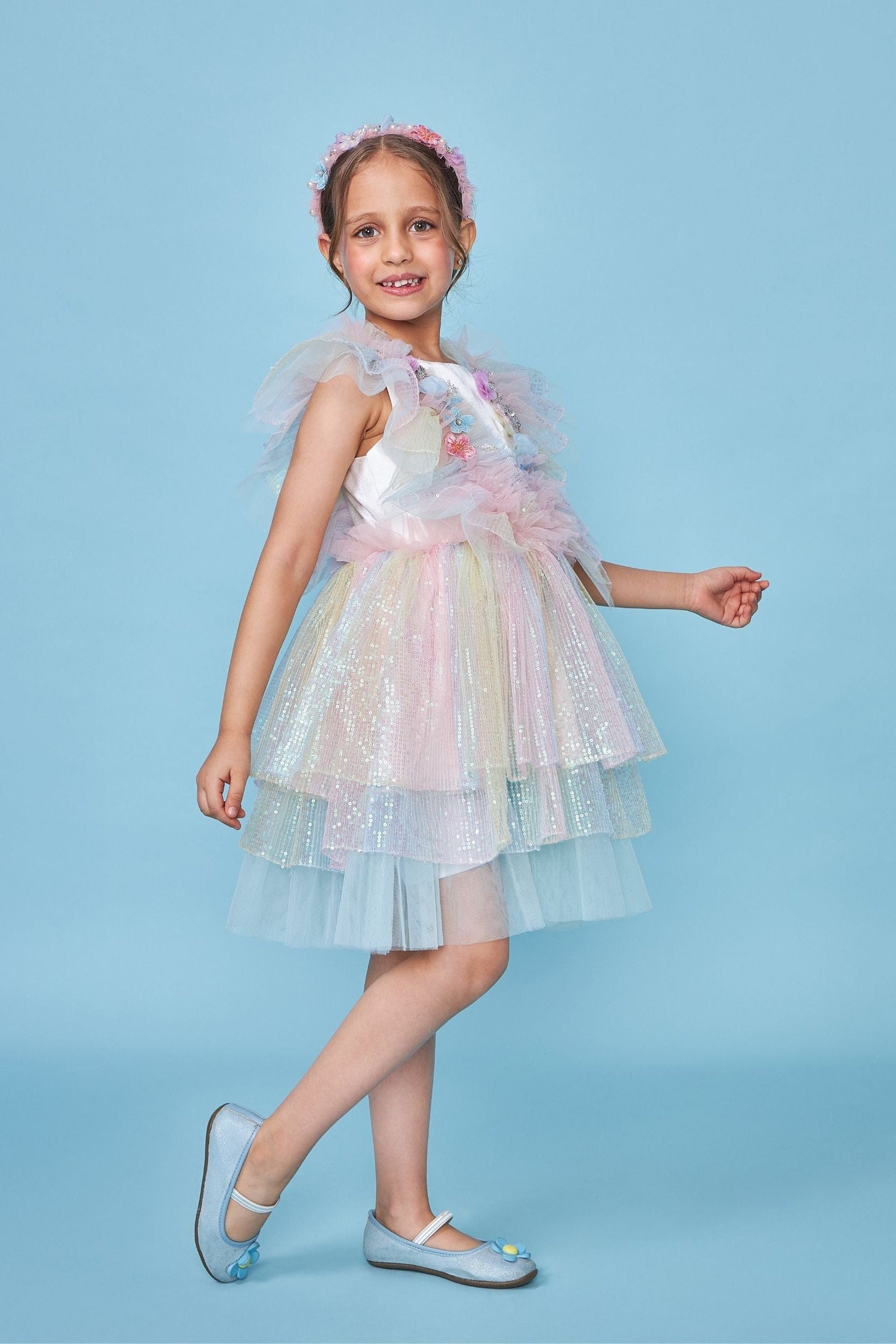 Hazel Frill Embellished Kids Dress