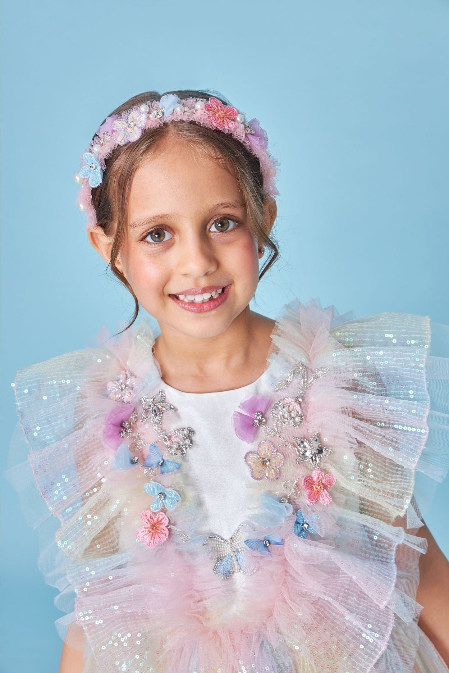 Hazel Frill Embellished Kids Dress