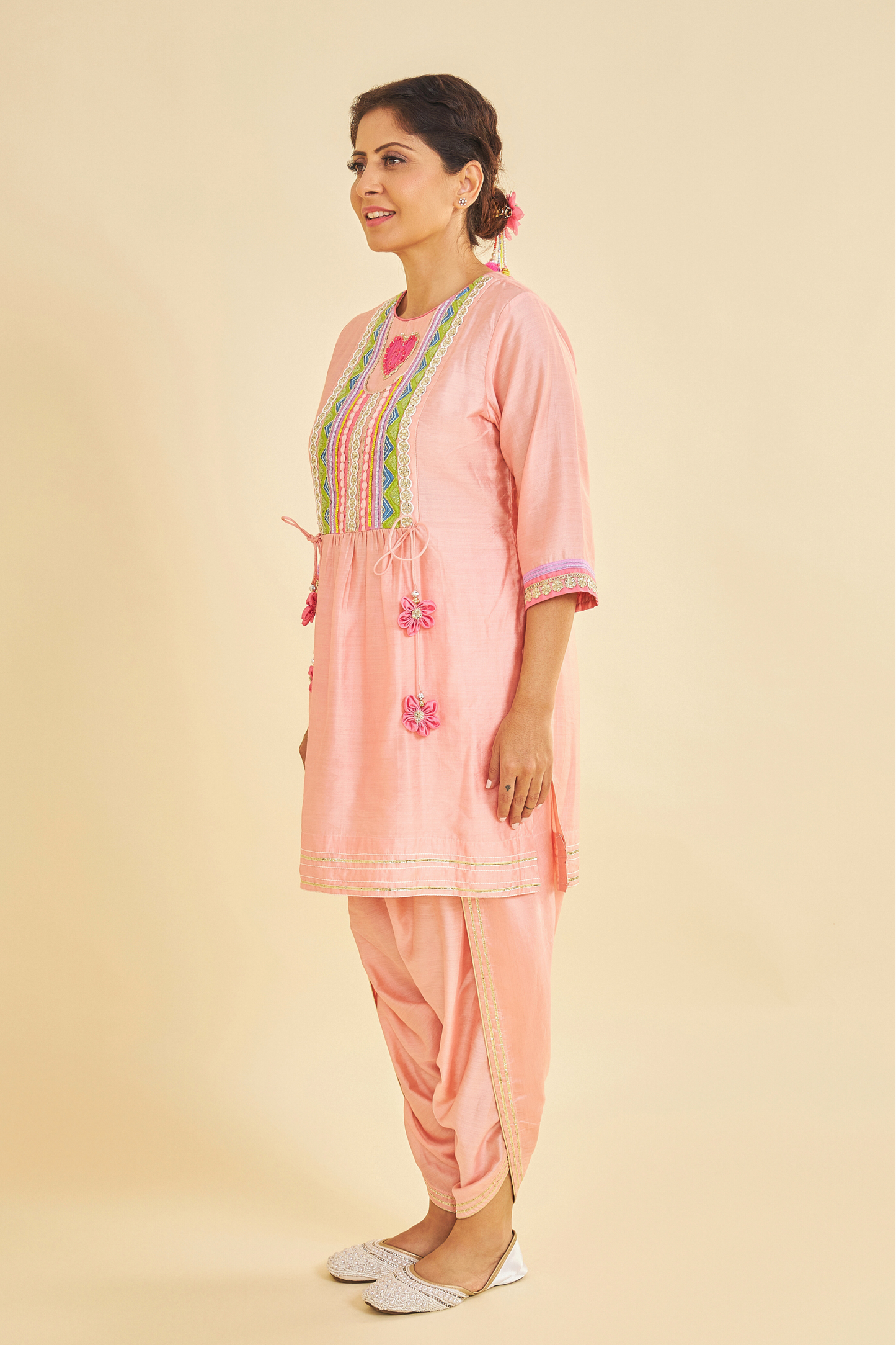 June Embroidered Ladies Tunic With Dhoti Pants ( Set of 2 Pcs)