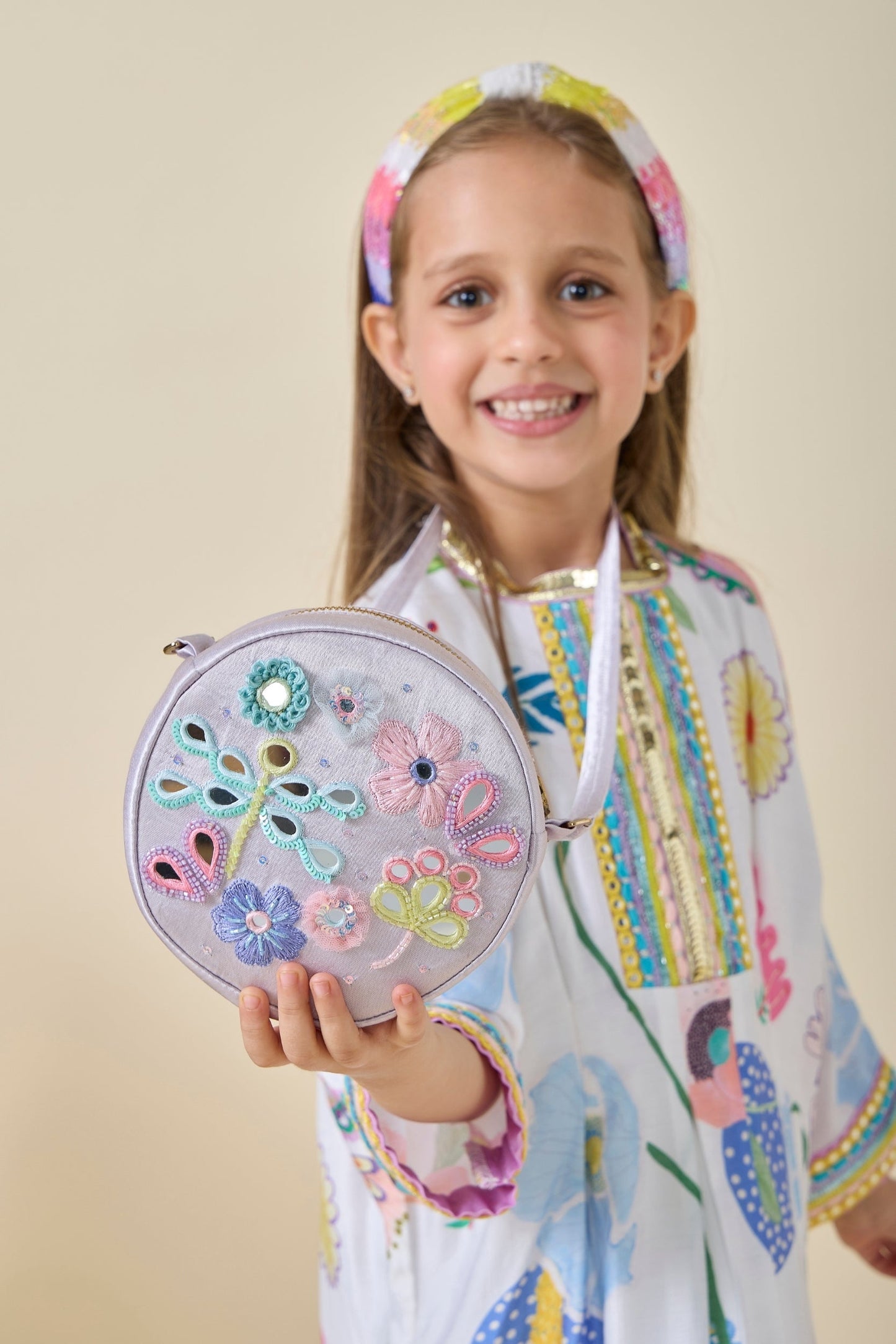 Periwinkle Lavender Embellished Embroidered Bag