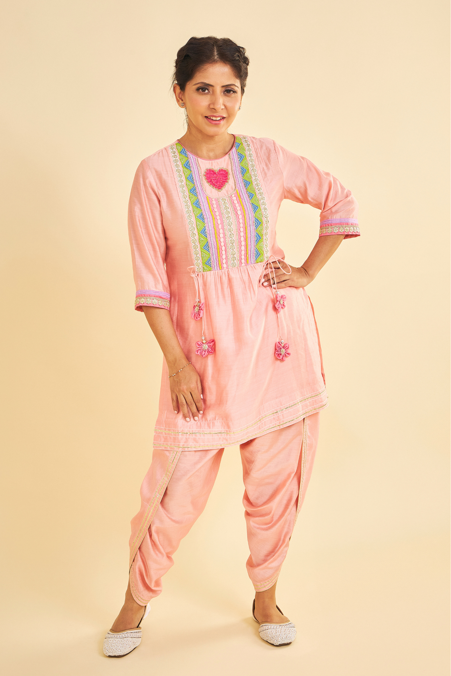 June Embroidered Ladies Tunic With Dhoti Pants ( Set of 2 Pcs)