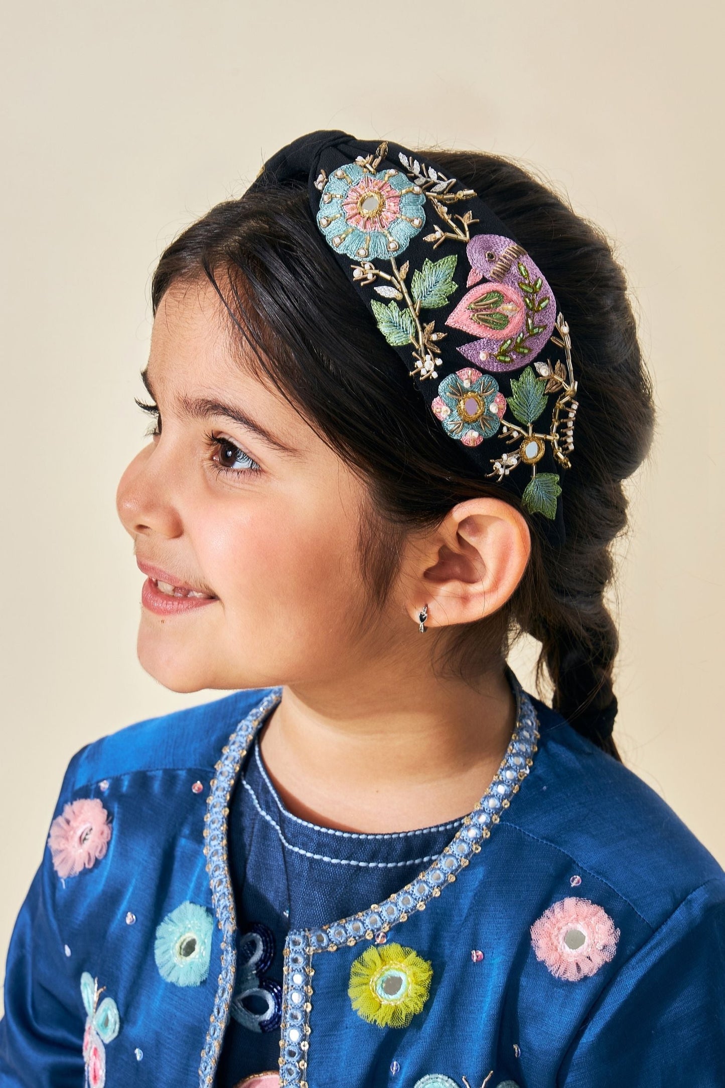 Iris Black Embellished Headand On Kids