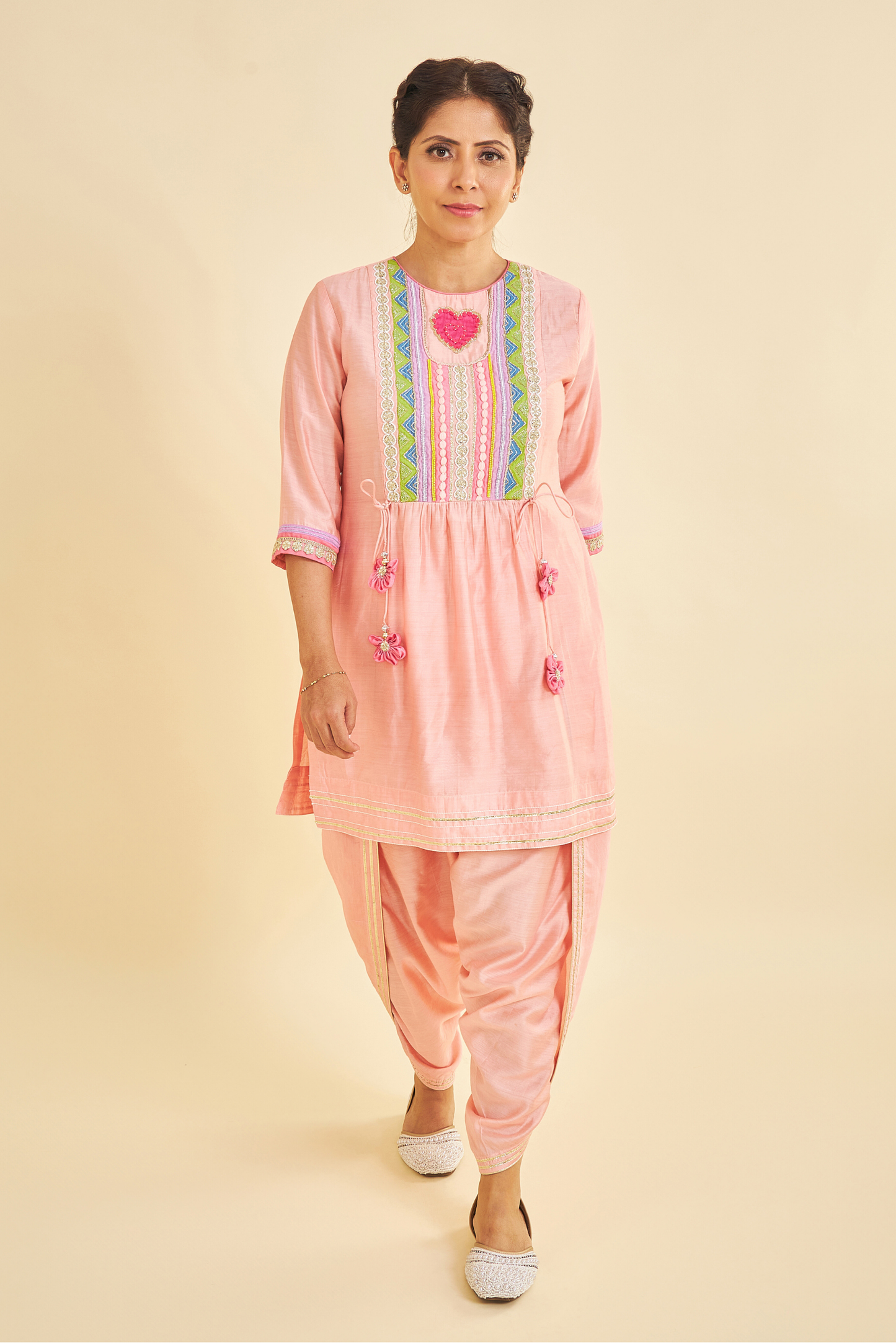 June Embroidered Ladies Tunic With Dhoti Pants ( Set of 2 Pcs)