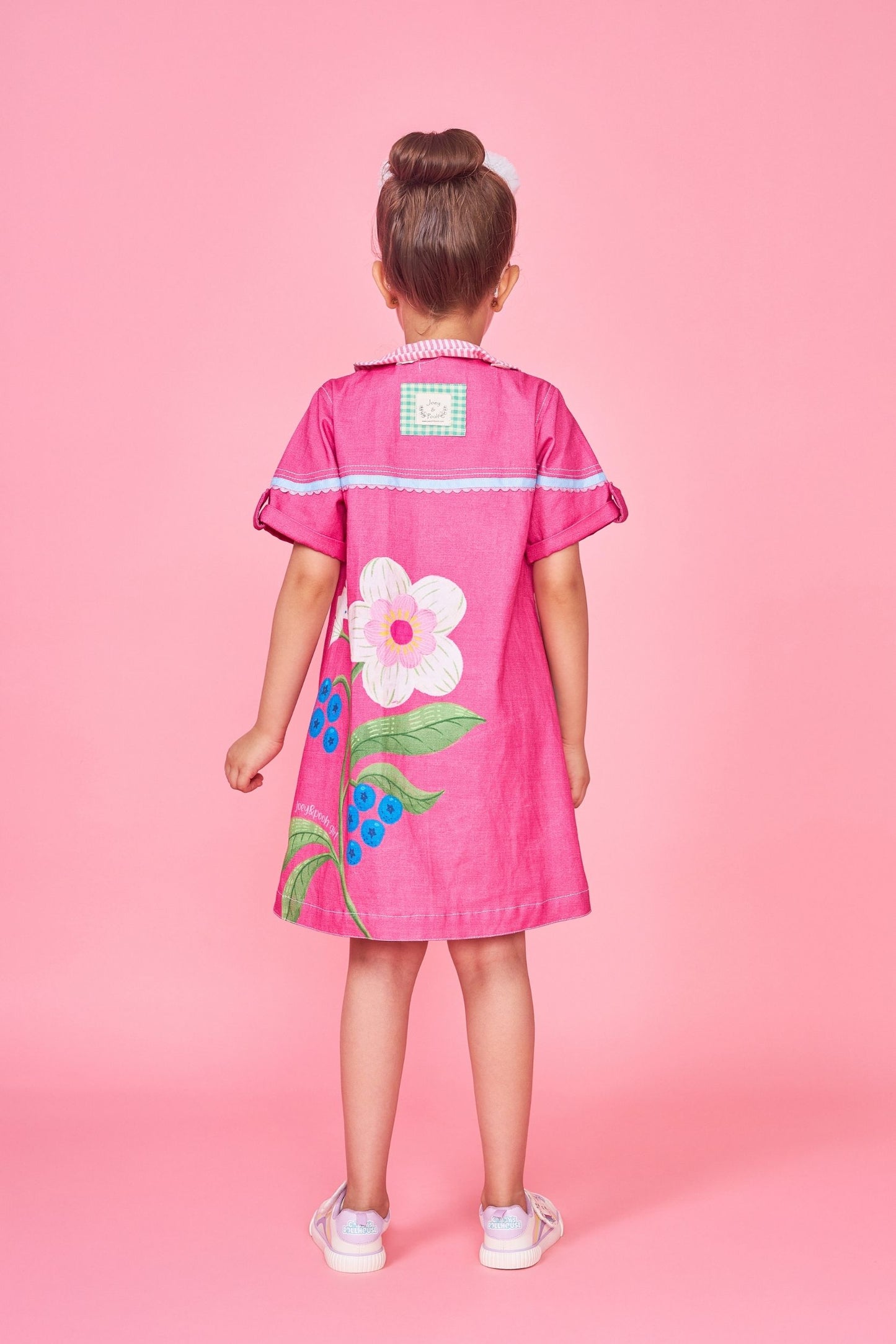 Rumi Pink Embroidered Kids Dress
