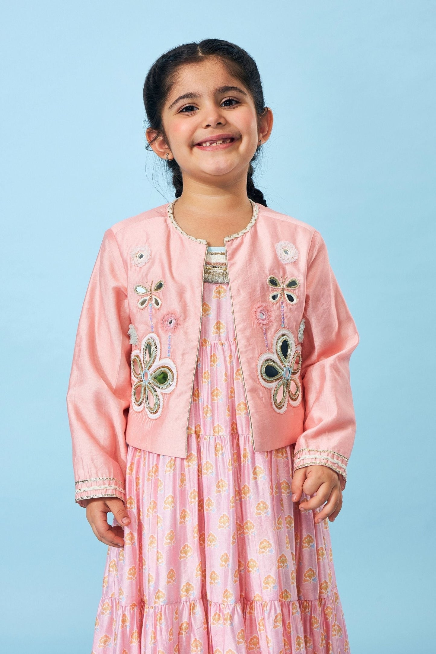 Flora Peach Girls Jacket